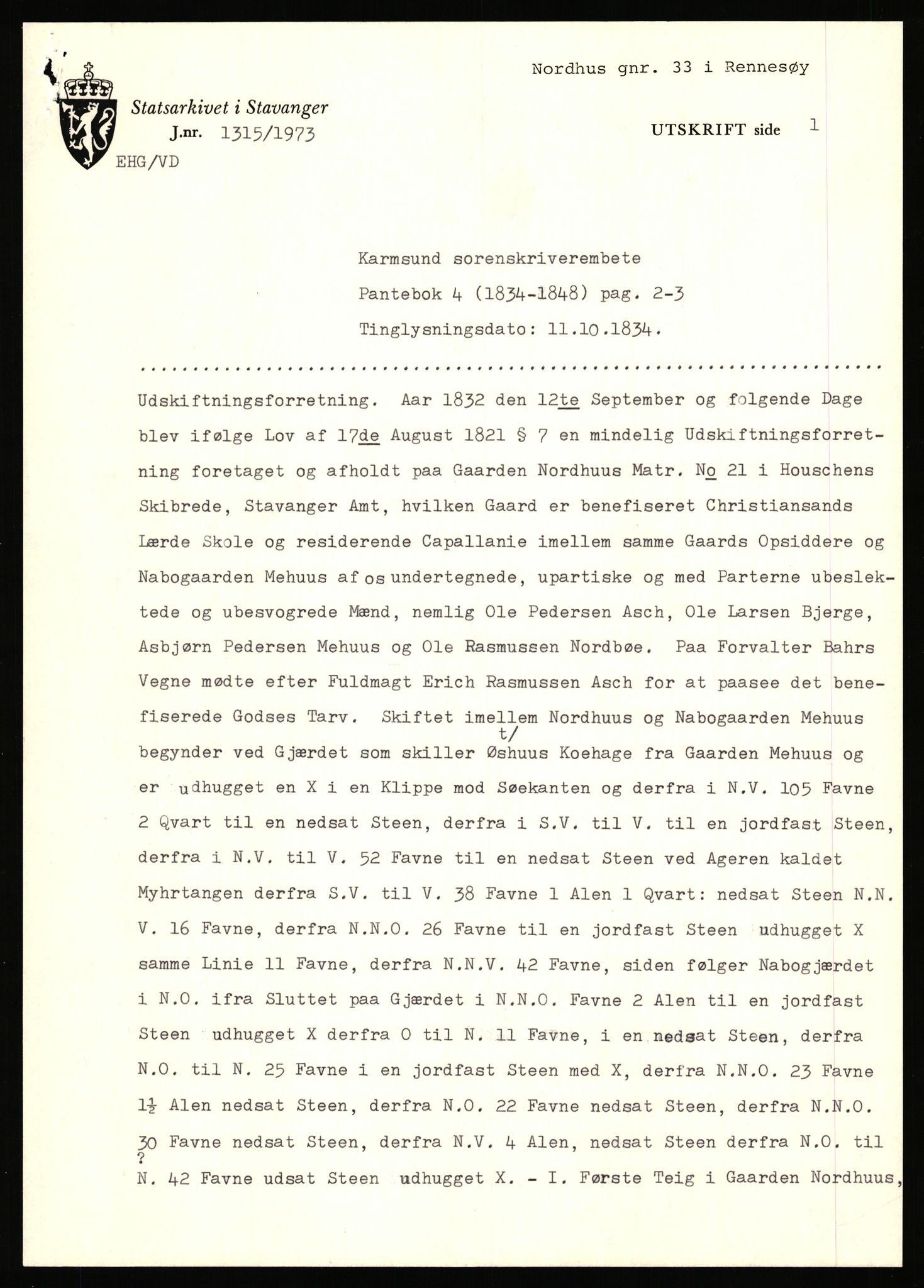 Statsarkivet i Stavanger, AV/SAST-A-101971/03/Y/Yj/L0063: Avskrifter sortert etter gårdsnavn: Nordbraud - Nordvik, 1750-1930, p. 185