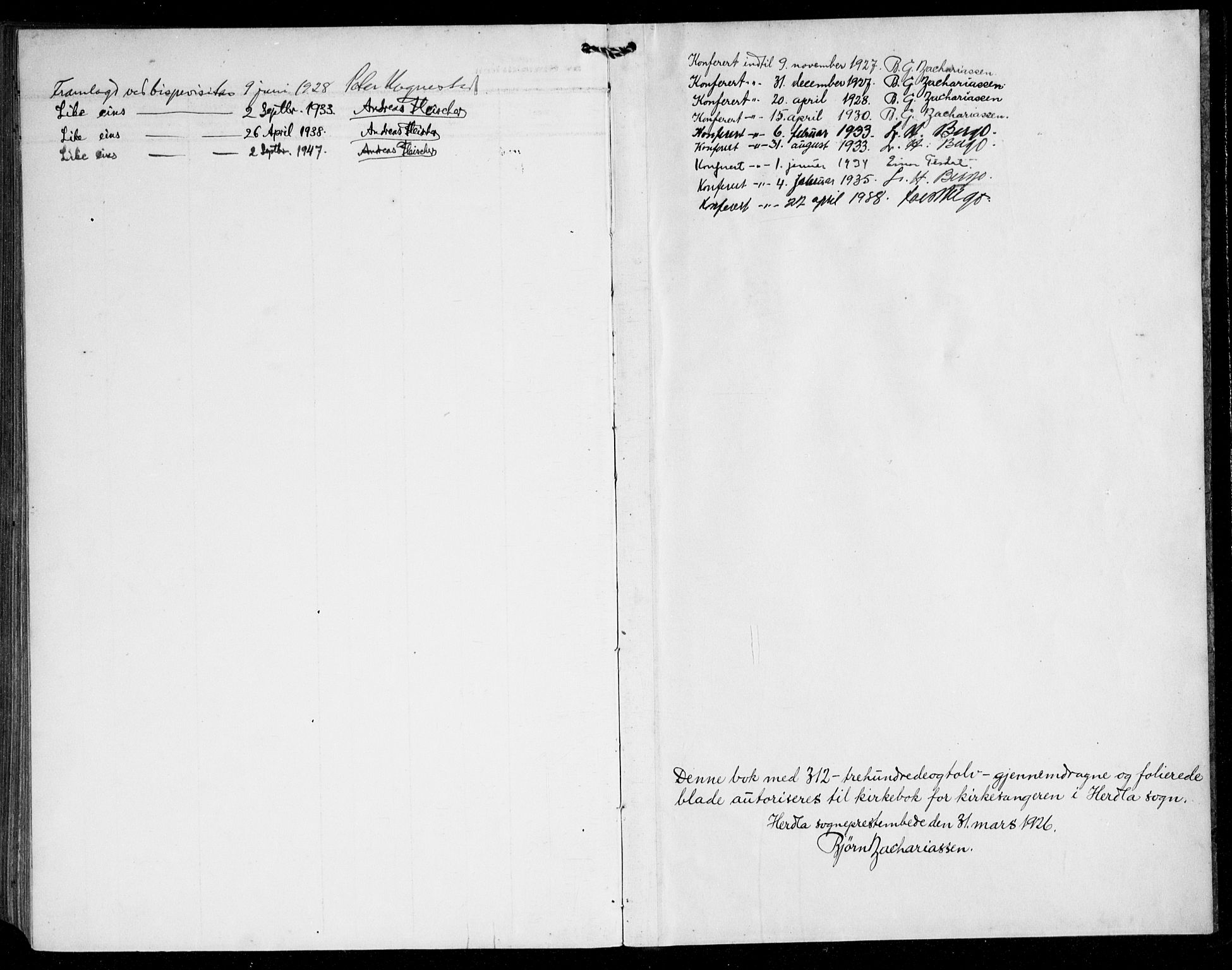 Herdla Sokneprestembete, AV/SAB-A-75701/H/Hab: Parish register (copy) no. C 3, 1926-1940