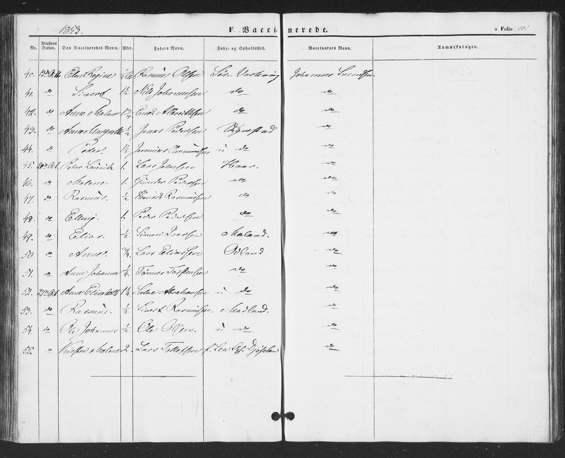 Hå sokneprestkontor, AV/SAST-A-101801/001/30BA/L0007: Parish register (official) no. A 6, 1842-1855, p. 201