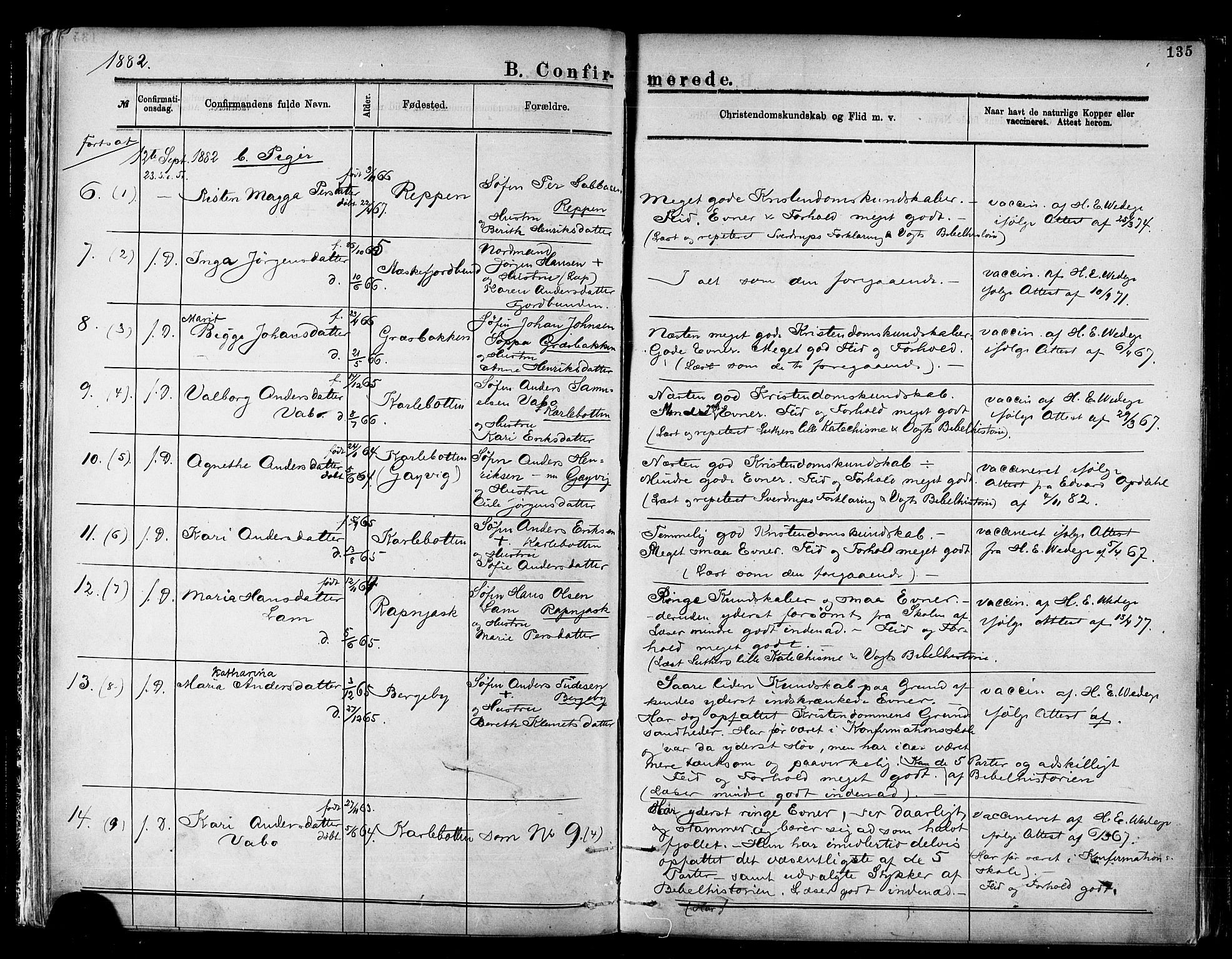 Nesseby sokneprestkontor, AV/SATØ-S-1330/H/Ha/L0004kirke: Parish register (official) no. 4, 1877-1884, p. 135