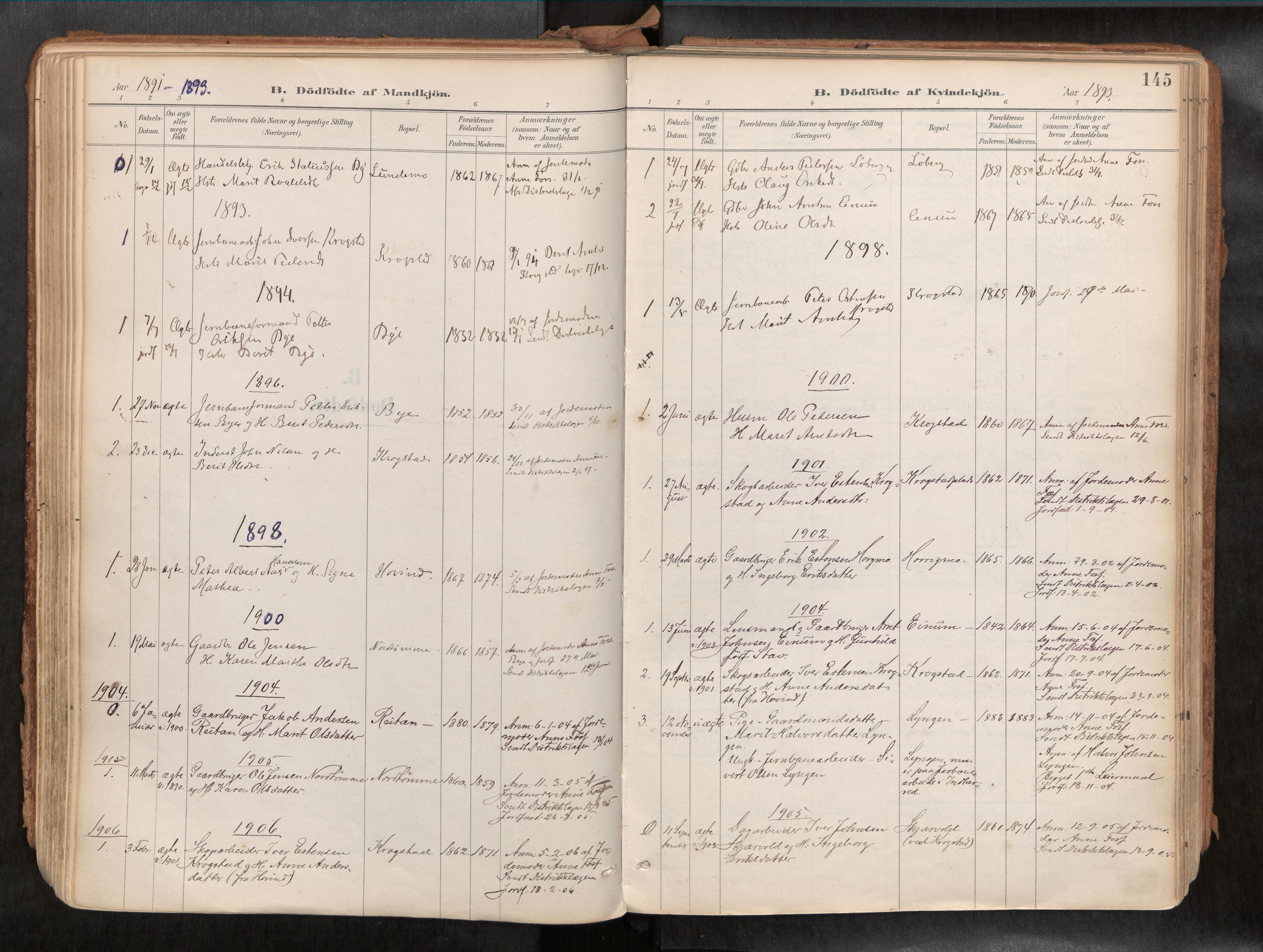 Ministerialprotokoller, klokkerbøker og fødselsregistre - Sør-Trøndelag, SAT/A-1456/692/L1105b: Parish register (official) no. 692A06, 1891-1934, p. 145