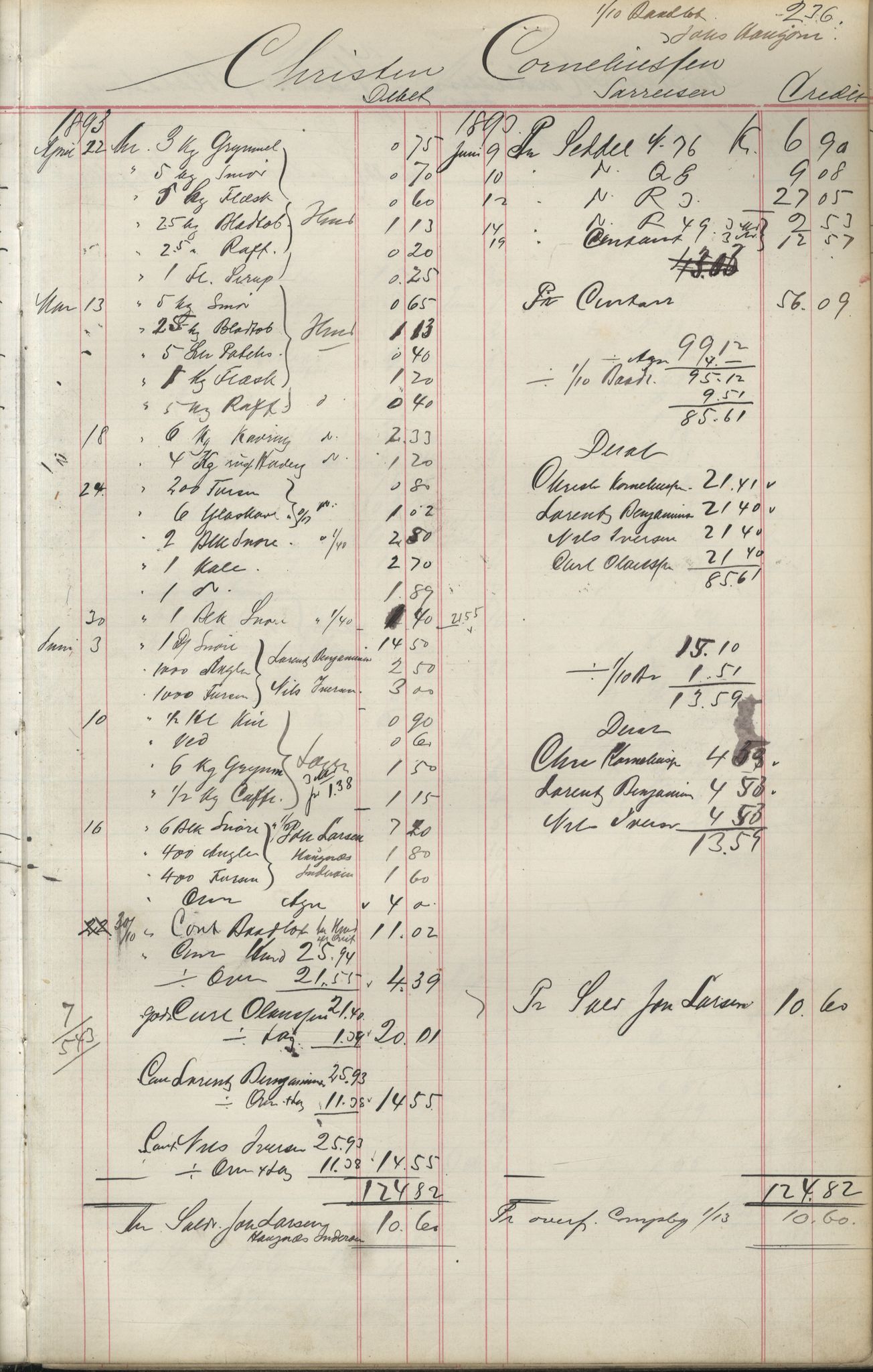 Brodtkorb handel A/S, VAMU/A-0001/F/Fa/L0004/0001: Kompanibøker. Utensogns / Compagnibog for Udensogns Fiskere No 15. Fra A - H, 1882-1895, p. 236