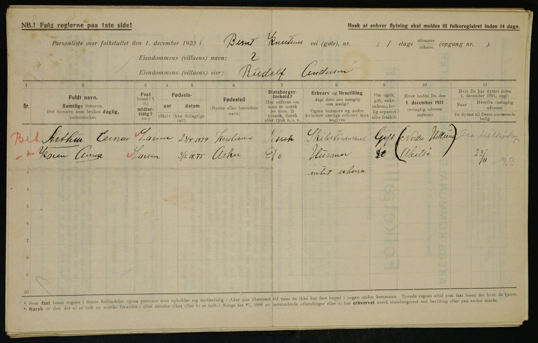 , Municipal Census 1923 for Aker, 1923, p. 36850