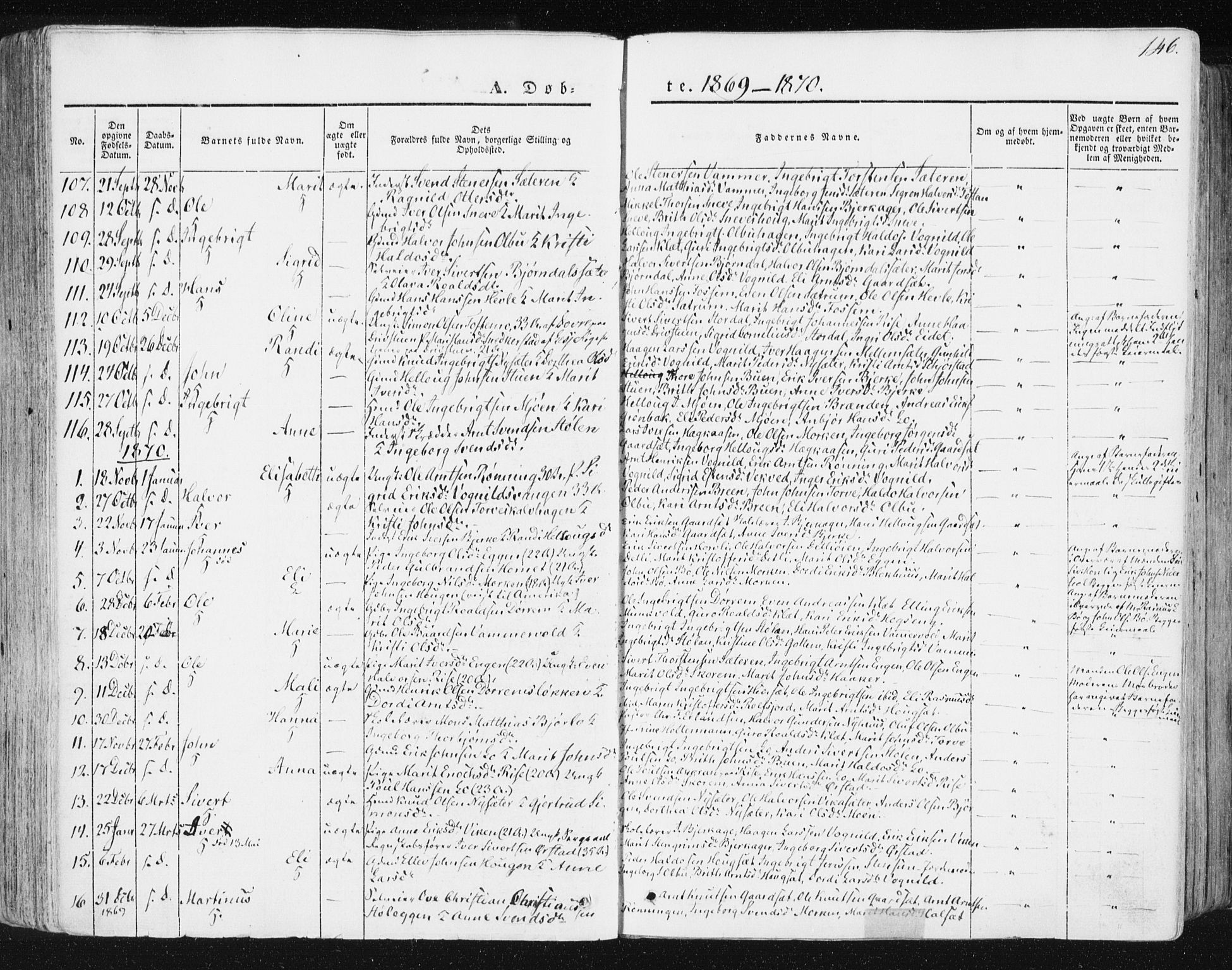 Ministerialprotokoller, klokkerbøker og fødselsregistre - Sør-Trøndelag, SAT/A-1456/678/L0899: Parish register (official) no. 678A08, 1848-1872, p. 146