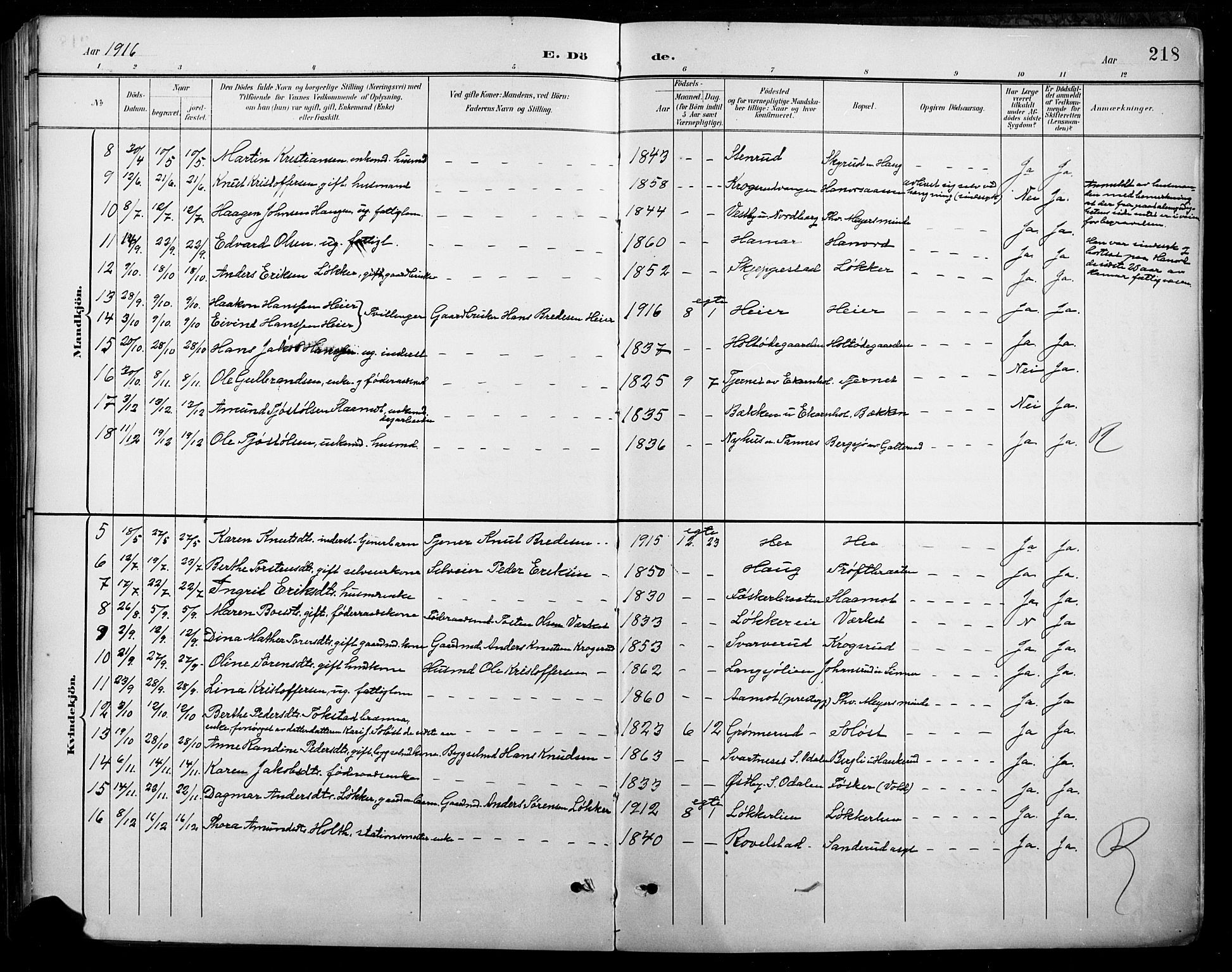 Nord-Odal prestekontor, AV/SAH-PREST-032/H/Ha/Hab/L0003: Parish register (copy) no. 3, 1895-1923, p. 218