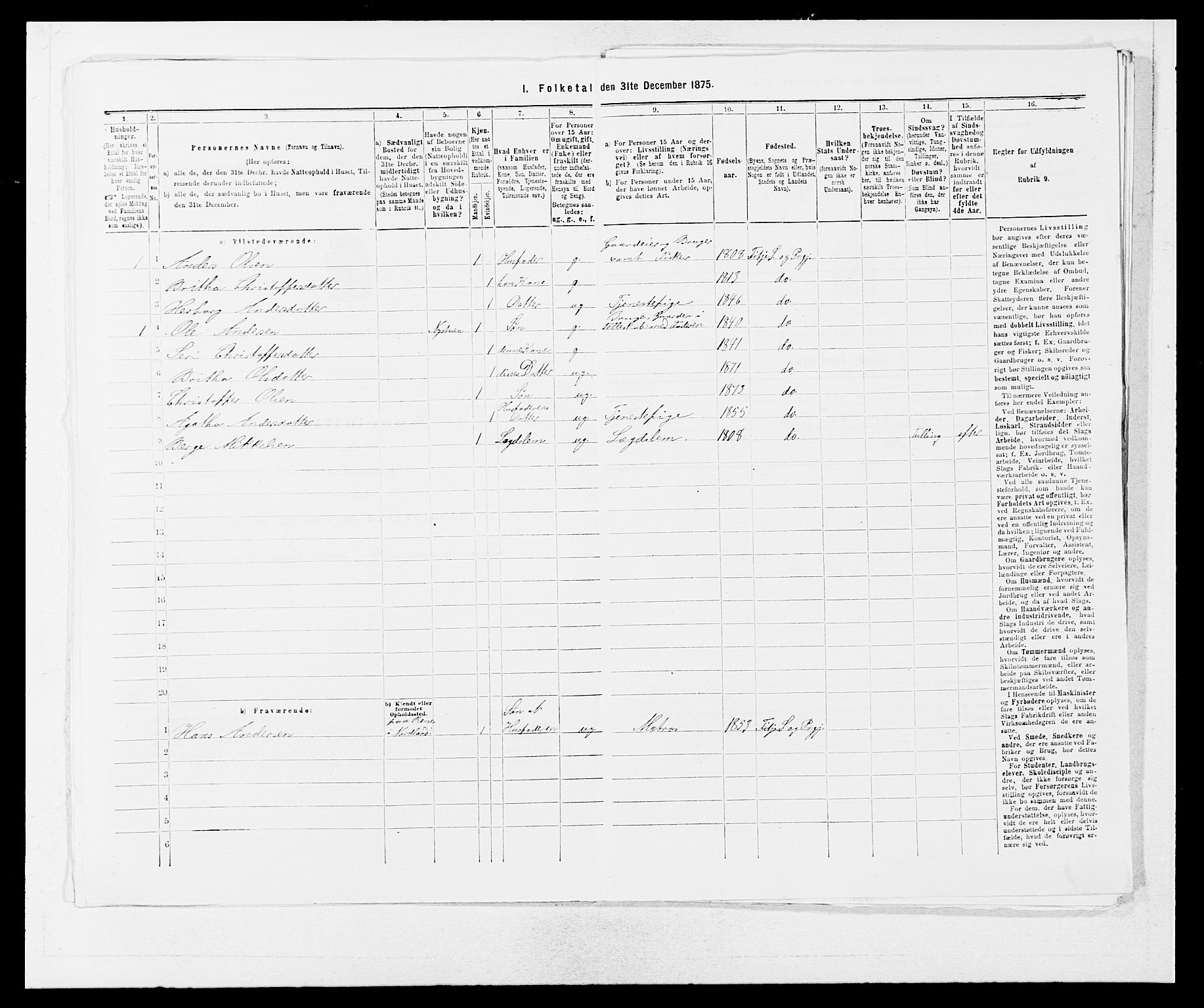 SAB, 1875 census for 1222P Fitjar, 1875, p. 830