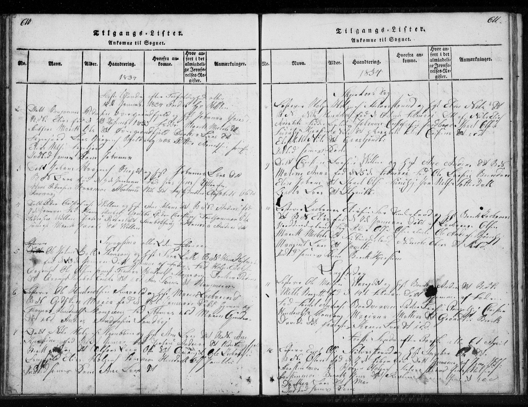 Ministerialprotokoller, klokkerbøker og fødselsregistre - Nordland, SAT/A-1459/827/L0412: Parish register (copy) no. 827C01, 1820-1841, p. 610-611