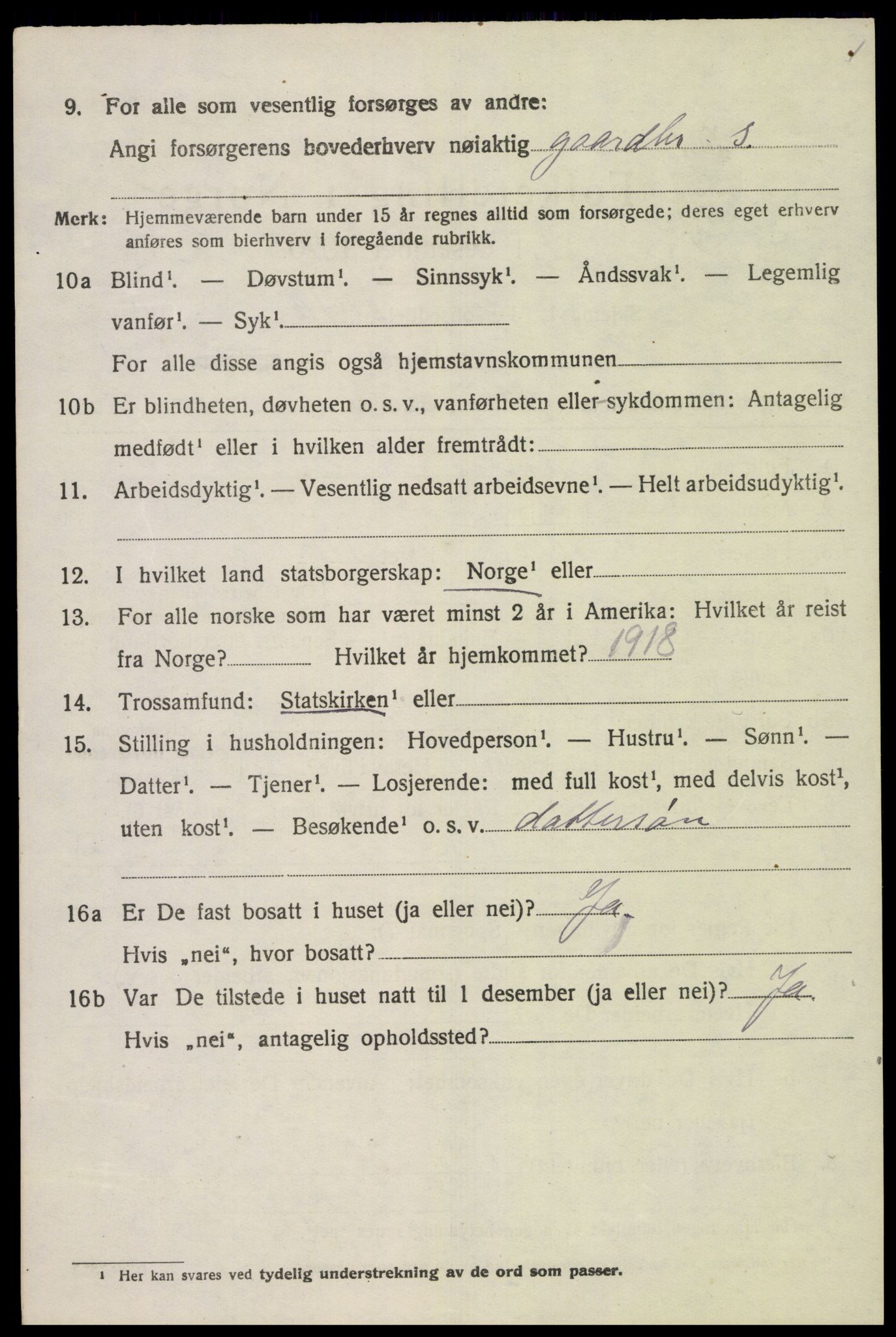 SAK, 1920 census for Lista, 1920, p. 4412