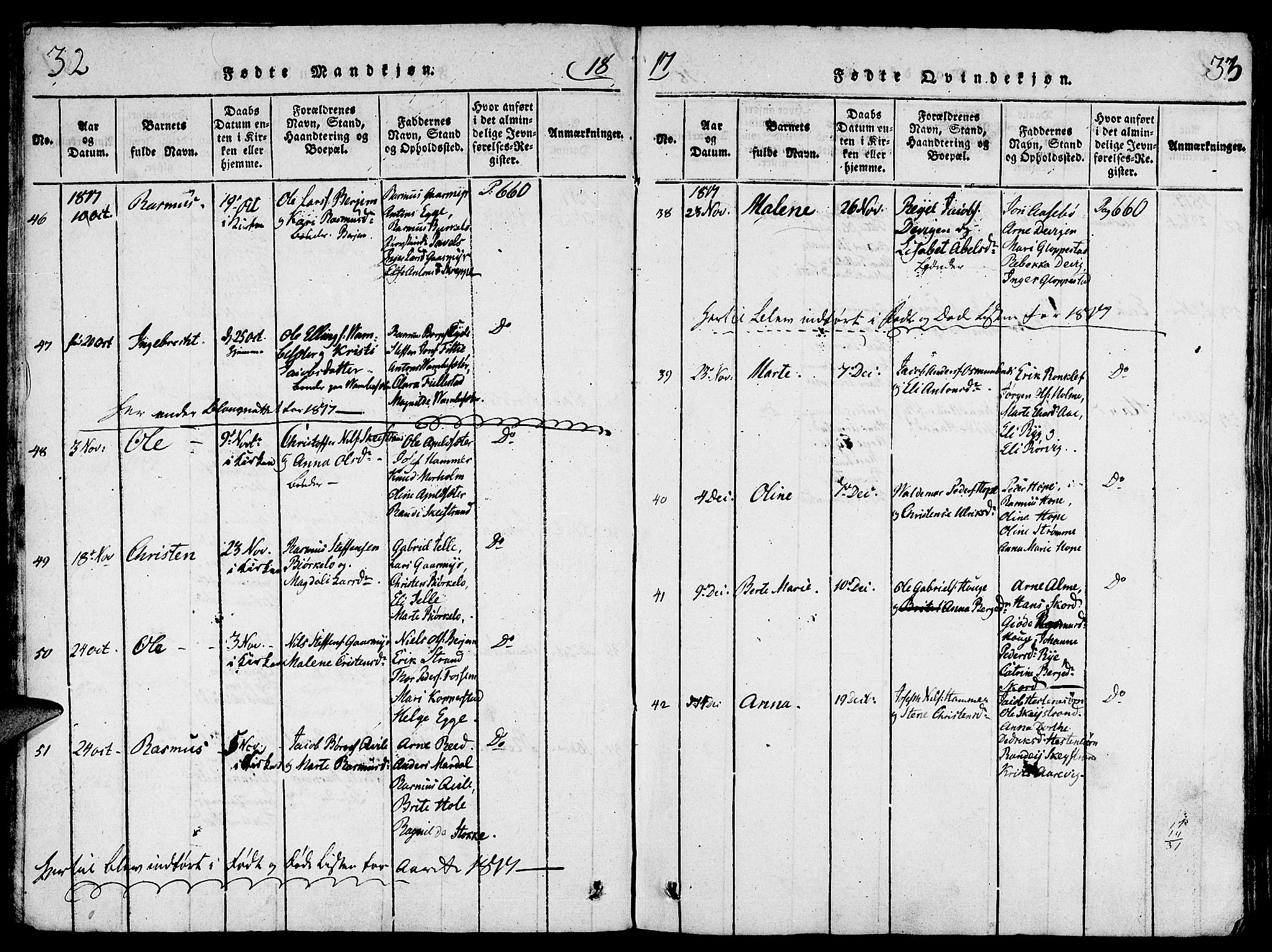 Gloppen sokneprestembete, AV/SAB-A-80101/H/Haa/Haaa/L0006: Parish register (official) no. A 6, 1816-1826, p. 32-33
