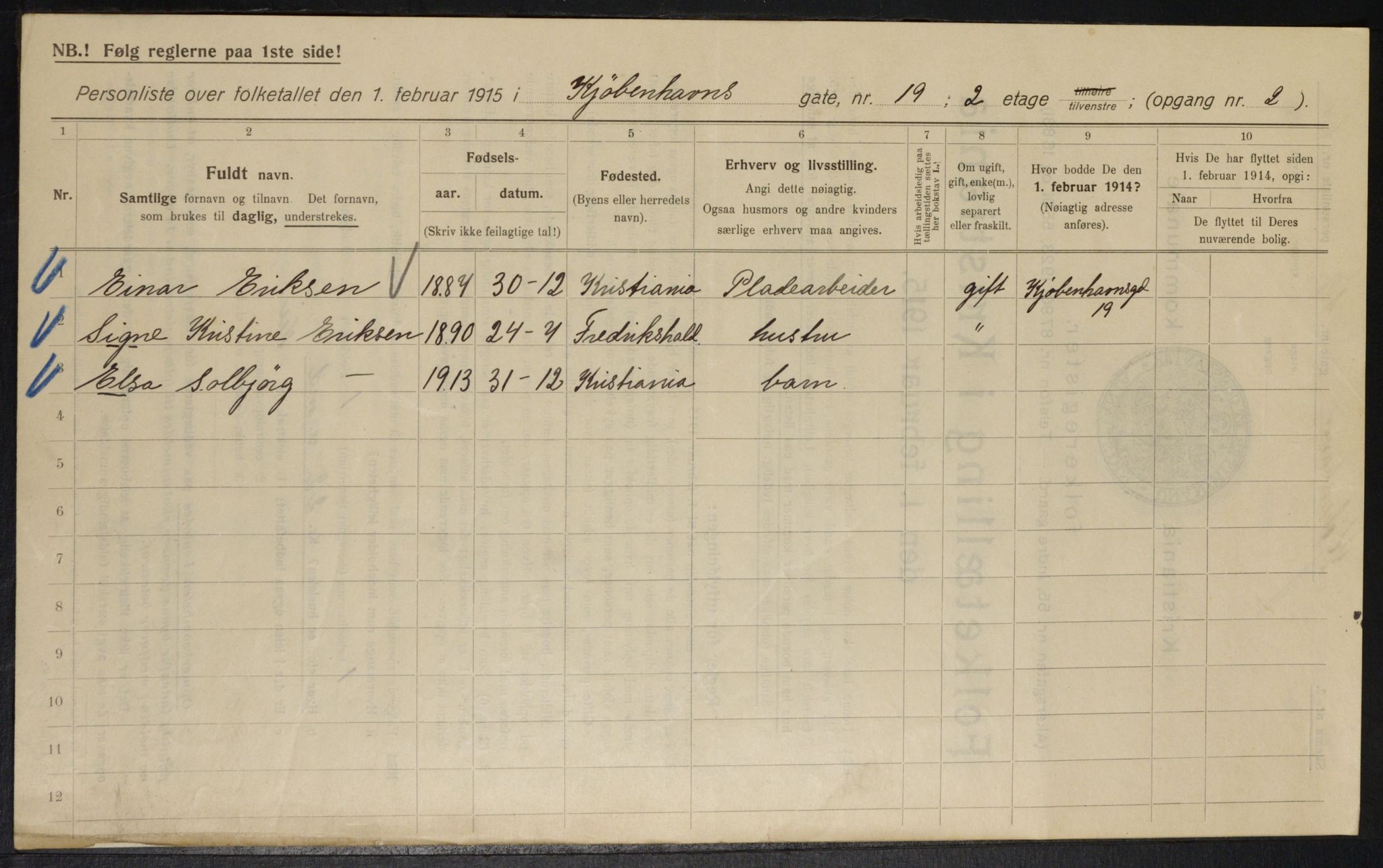 OBA, Municipal Census 1915 for Kristiania, 1915, p. 54782