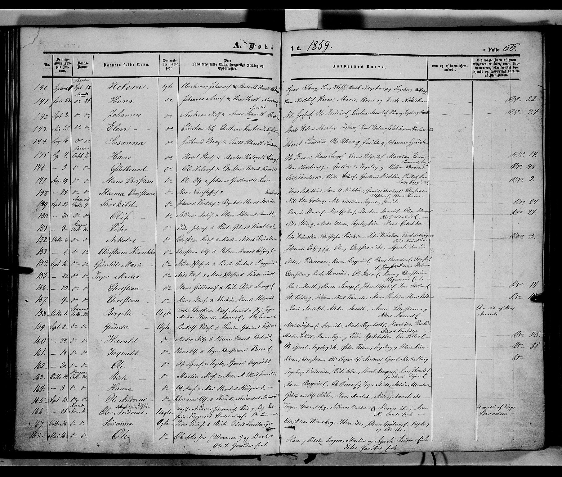 Land prestekontor, AV/SAH-PREST-120/H/Ha/Haa/L0010: Parish register (official) no. 10, 1847-1859, p. 66