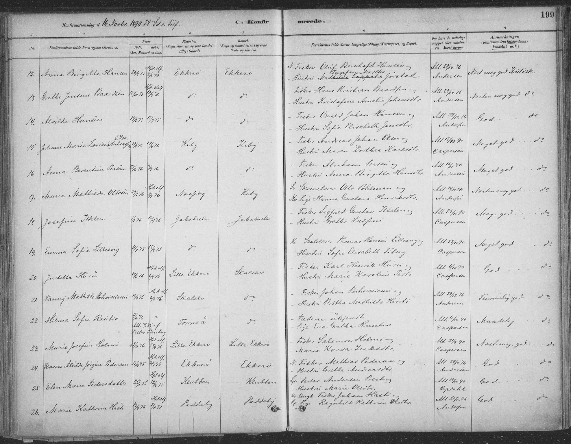 Vadsø sokneprestkontor, SATØ/S-1325/H/Ha/L0009kirke: Parish register (official) no. 9, 1881-1917, p. 199