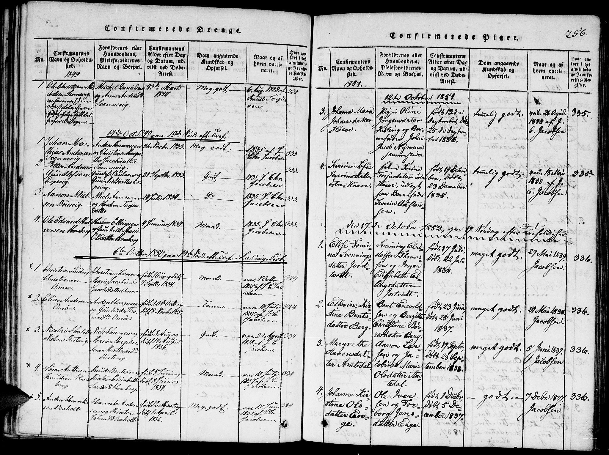 Hommedal sokneprestkontor, AV/SAK-1111-0023/F/Fa/Faa/L0001: Parish register (official) no. A 1, 1816-1860, p. 256