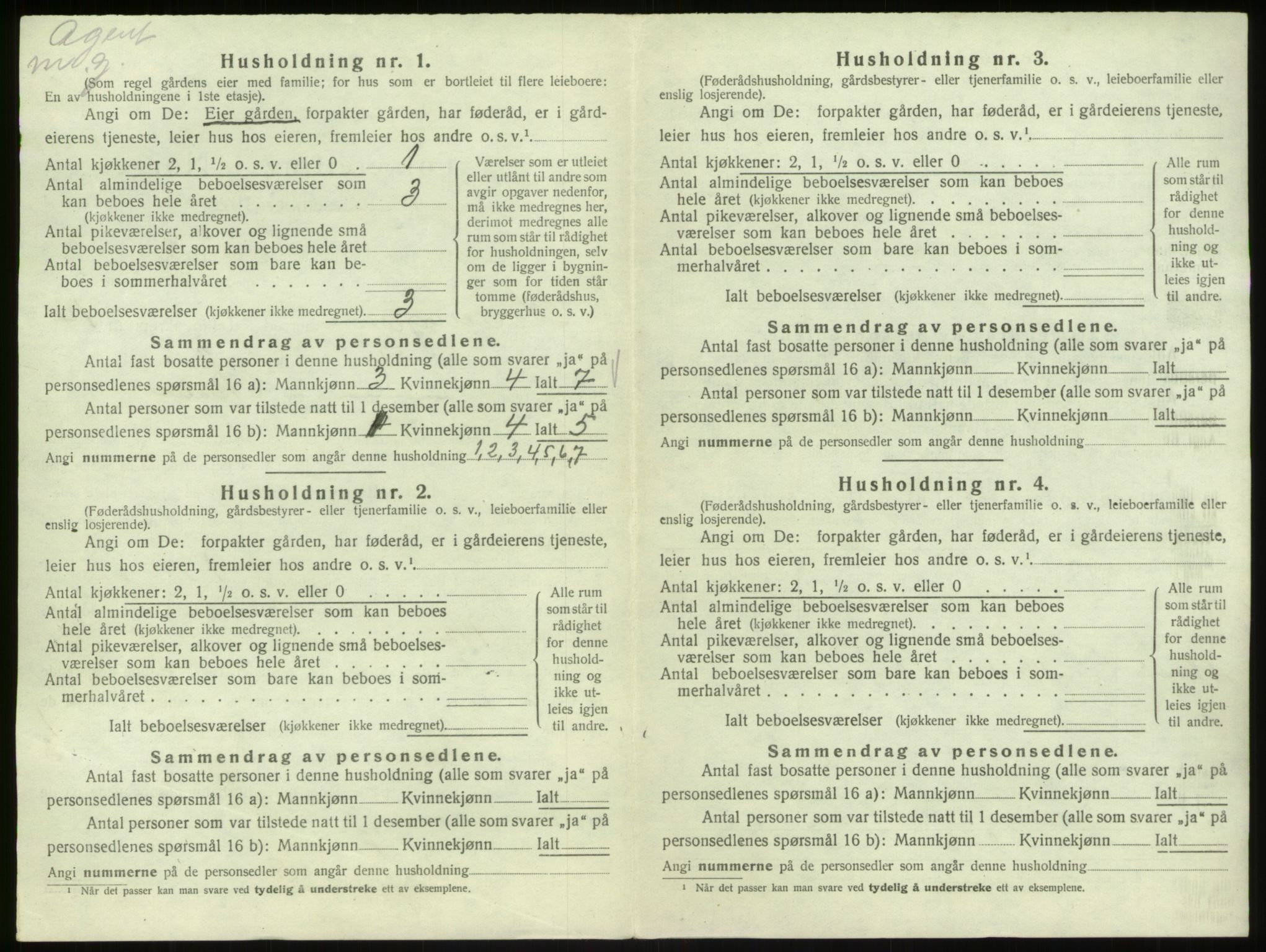 SAB, 1920 census for Hosanger, 1920, p. 719