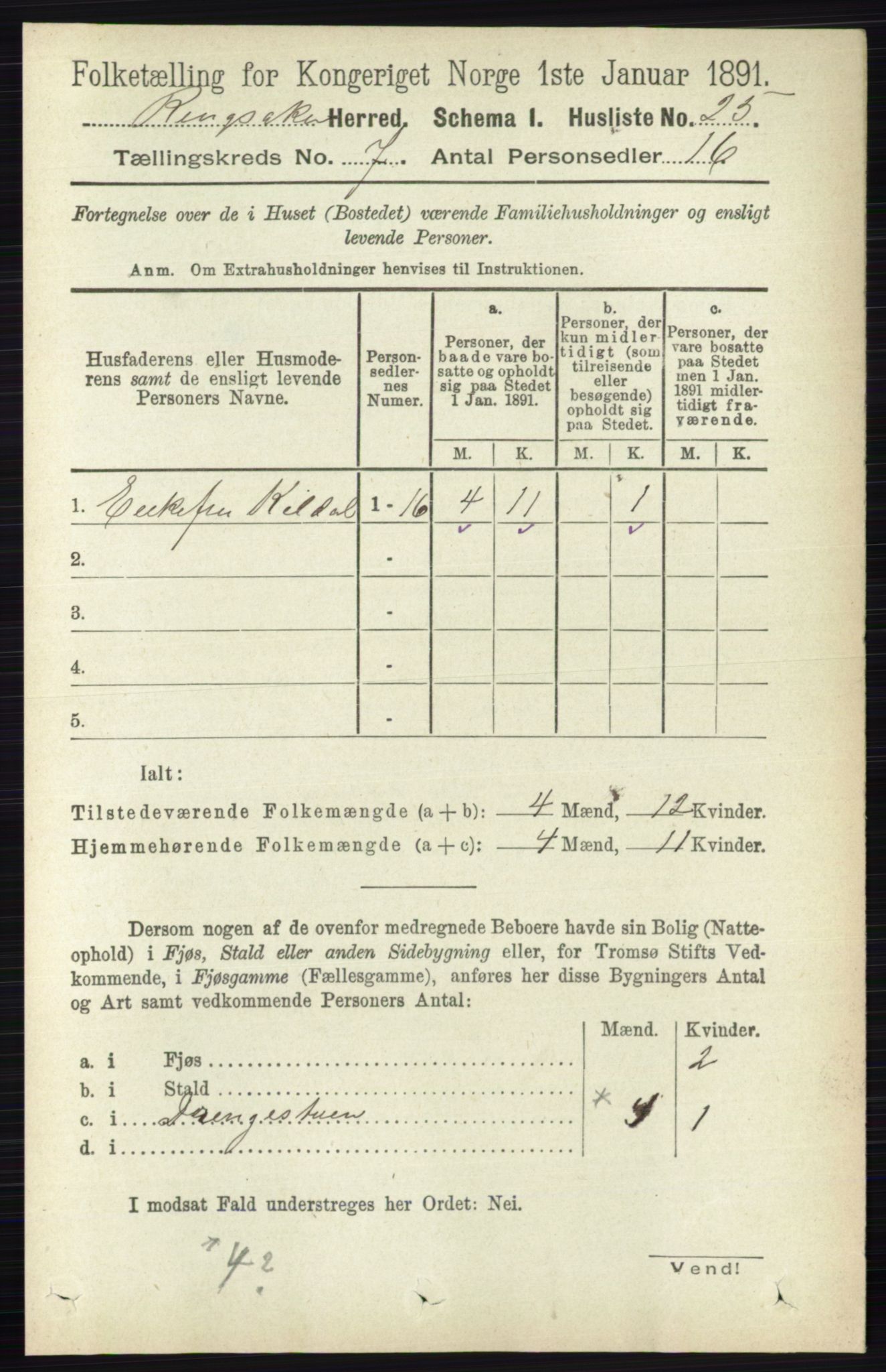RA, 1891 census for 0412 Ringsaker, 1891, p. 3815