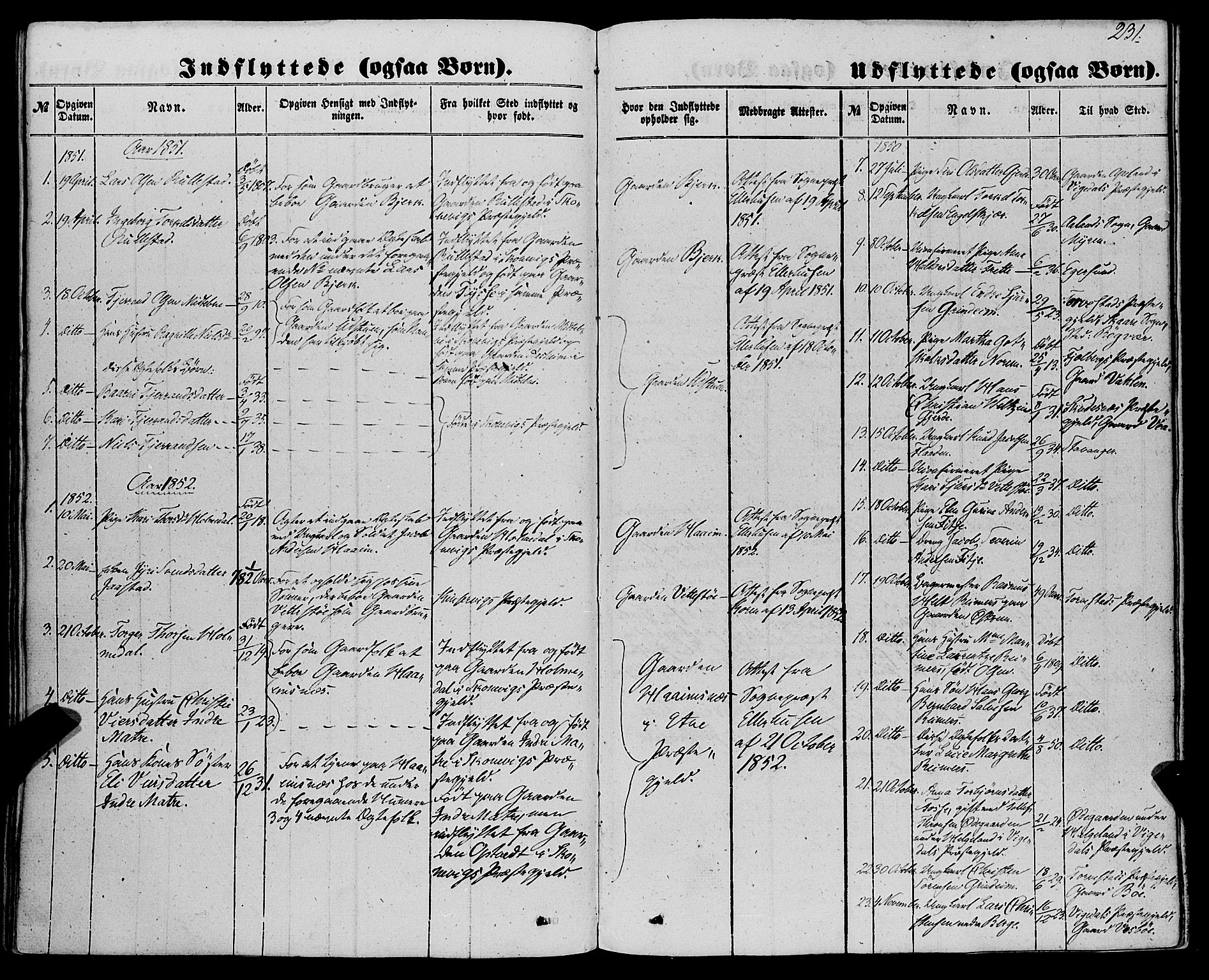 Etne sokneprestembete, AV/SAB-A-75001/H/Haa: Parish register (official) no. A 8, 1848-1862, p. 231