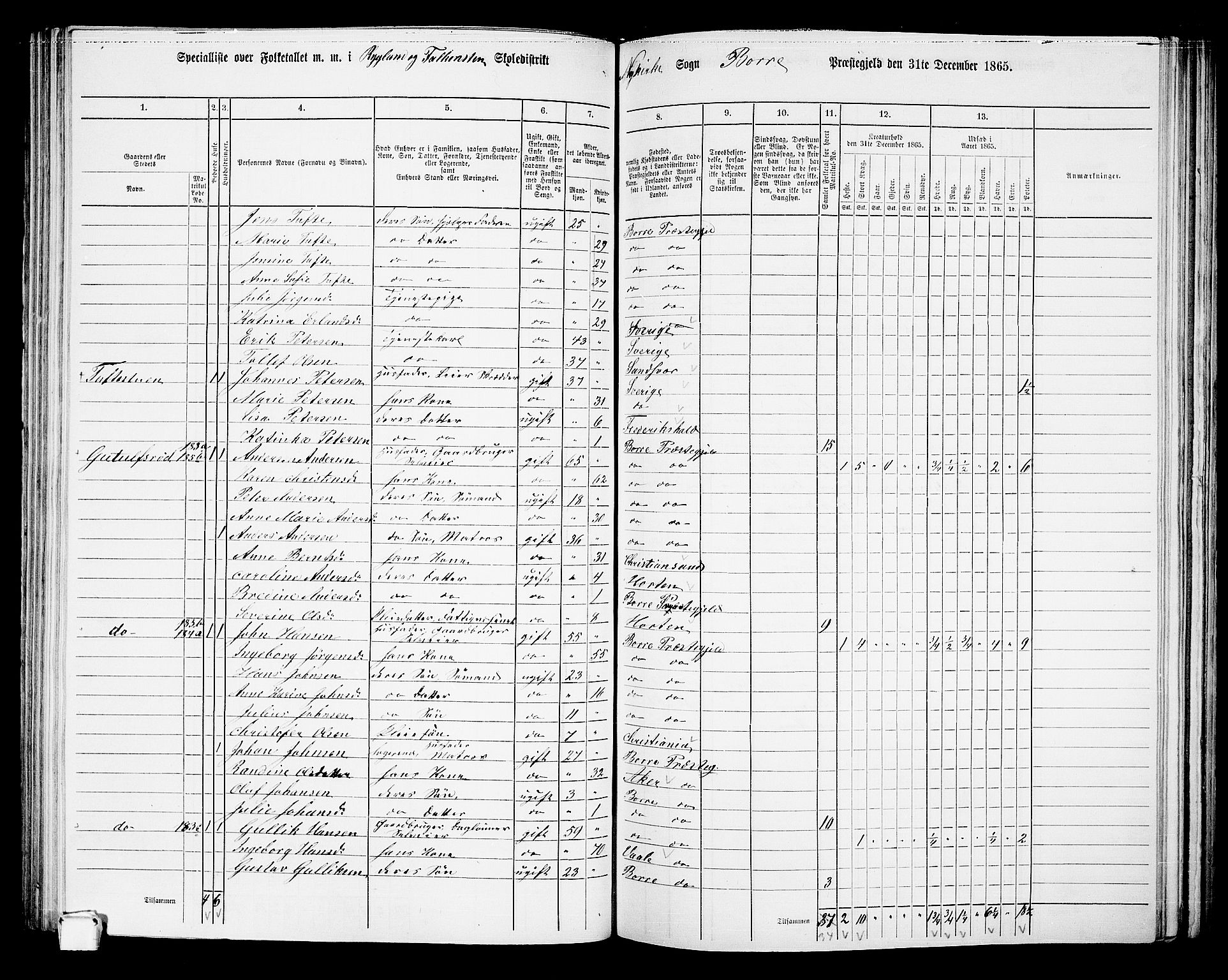 RA, 1865 census for Borre, 1865, p. 130