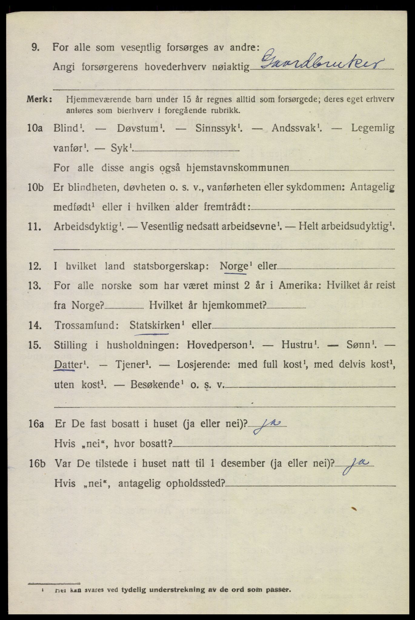 SAK, 1920 census for Grindheim, 1920, p. 1832