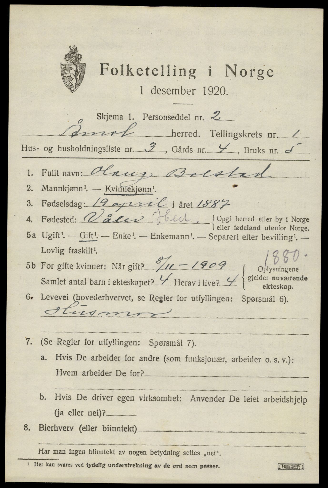 SAH, 1920 census for Åmot, 1920, p. 1621