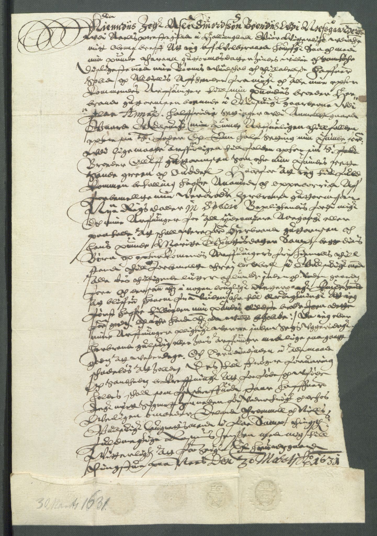 Riksarkivets diplomsamling, AV/RA-EA-5965/F02/L0140: Dokumenter, 1631, p. 31