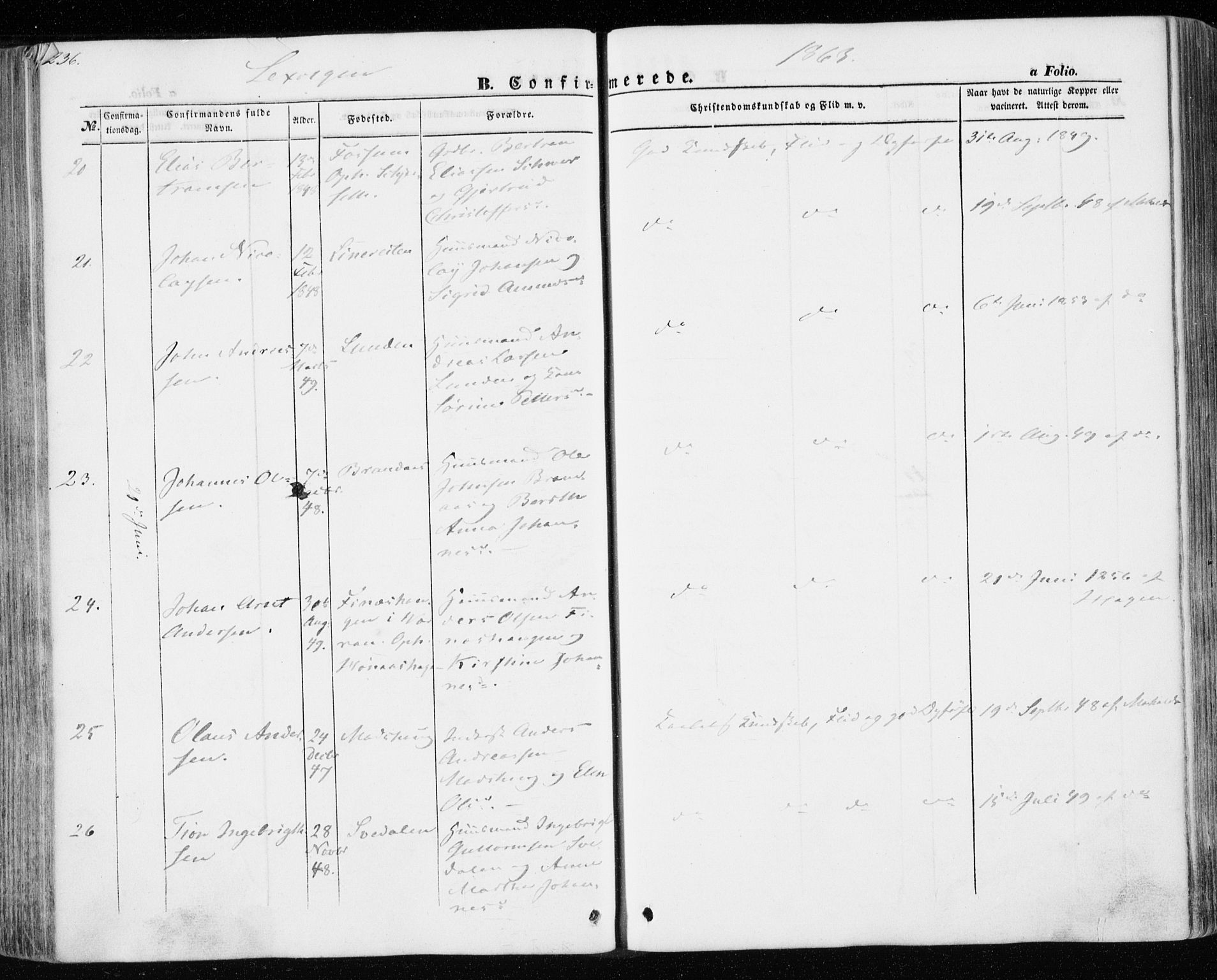 Ministerialprotokoller, klokkerbøker og fødselsregistre - Nord-Trøndelag, AV/SAT-A-1458/701/L0008: Parish register (official) no. 701A08 /1, 1854-1863, p. 236