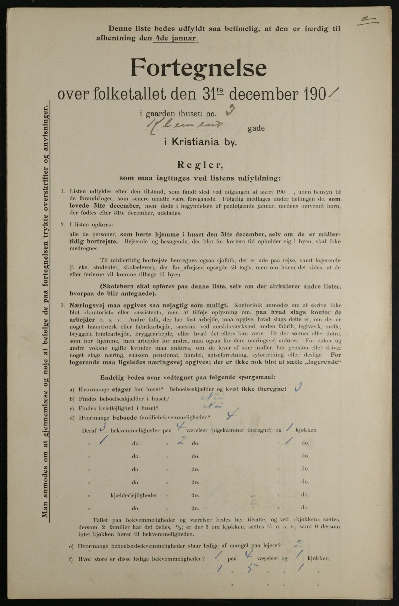 OBA, Municipal Census 1901 for Kristiania, 1901, p. 2084