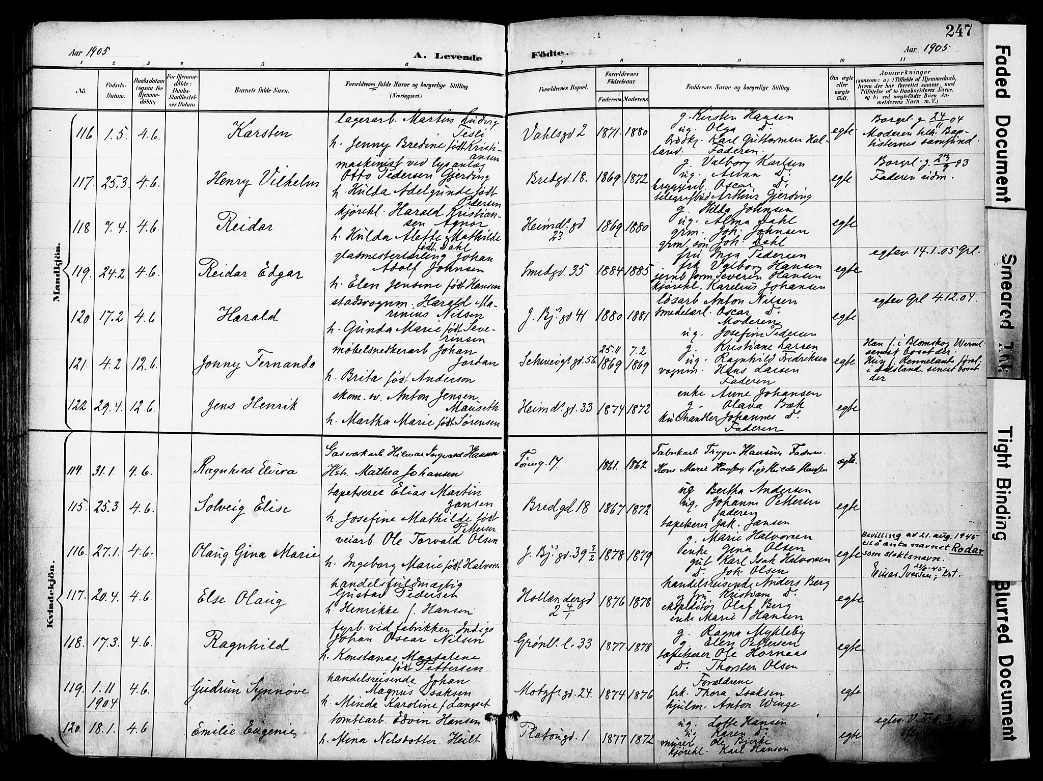 Grønland prestekontor Kirkebøker, SAO/A-10848/F/Fa/L0014: Parish register (official) no. 14, 1900-1911, p. 247