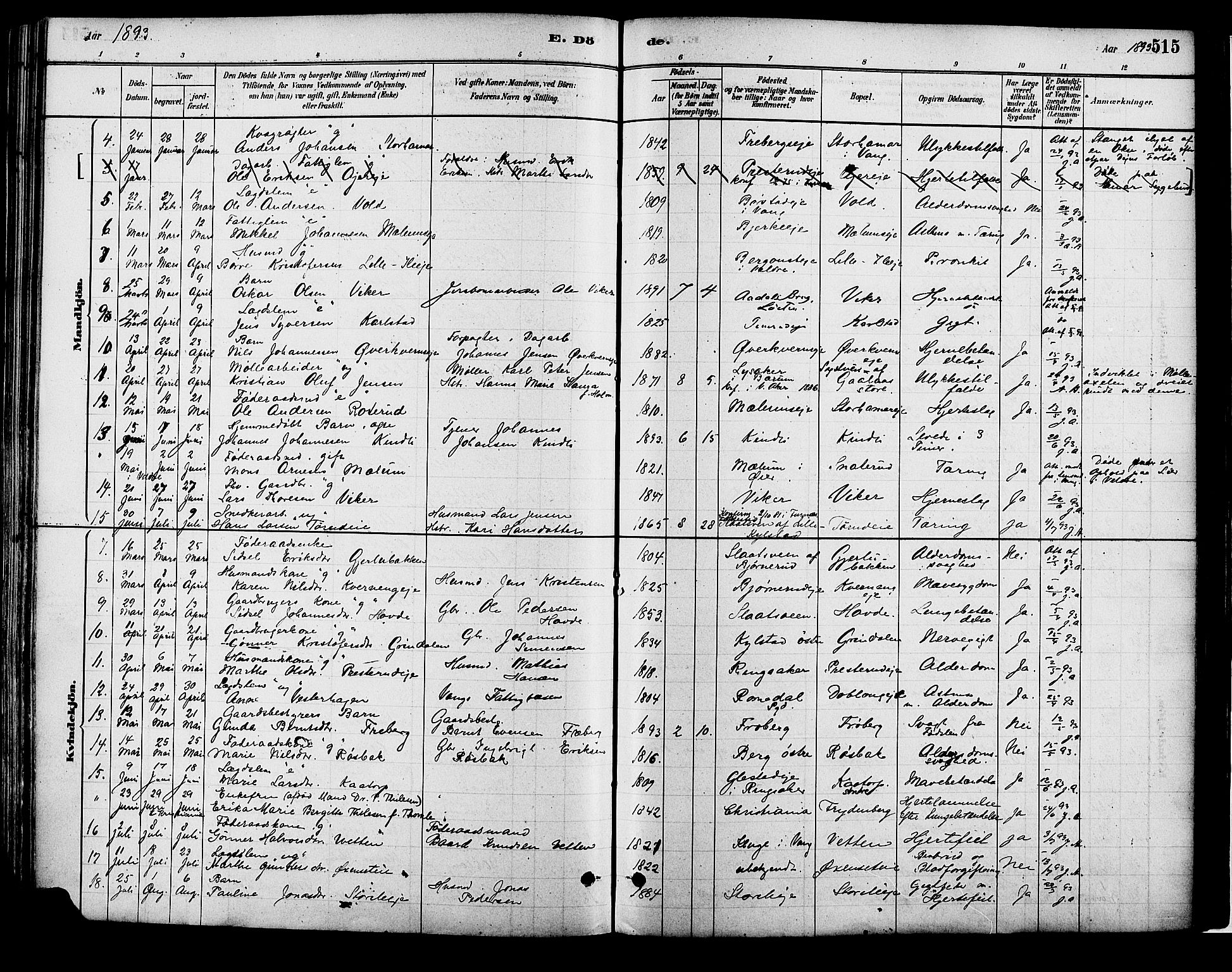 Vang prestekontor, Hedmark, SAH/PREST-008/H/Ha/Haa/L0018B: Parish register (official) no. 18B, 1880-1906, p. 515