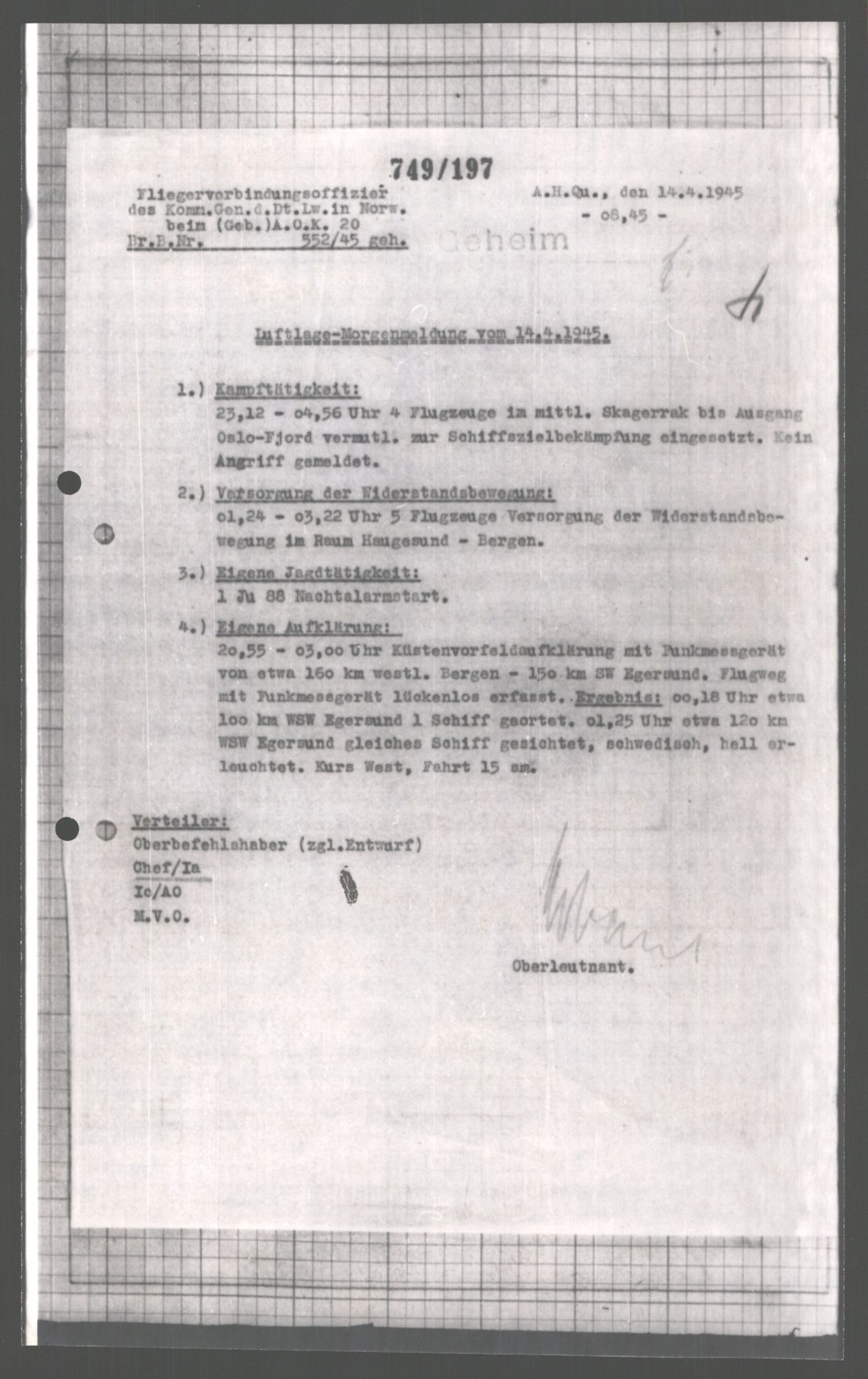 Forsvarets Overkommando. 2 kontor. Arkiv 11.4. Spredte tyske arkivsaker, AV/RA-RAFA-7031/D/Dar/Dara/L0004: Krigsdagbøker for 20. Gebirgs-Armee-Oberkommando (AOK 20), 1945, p. 569