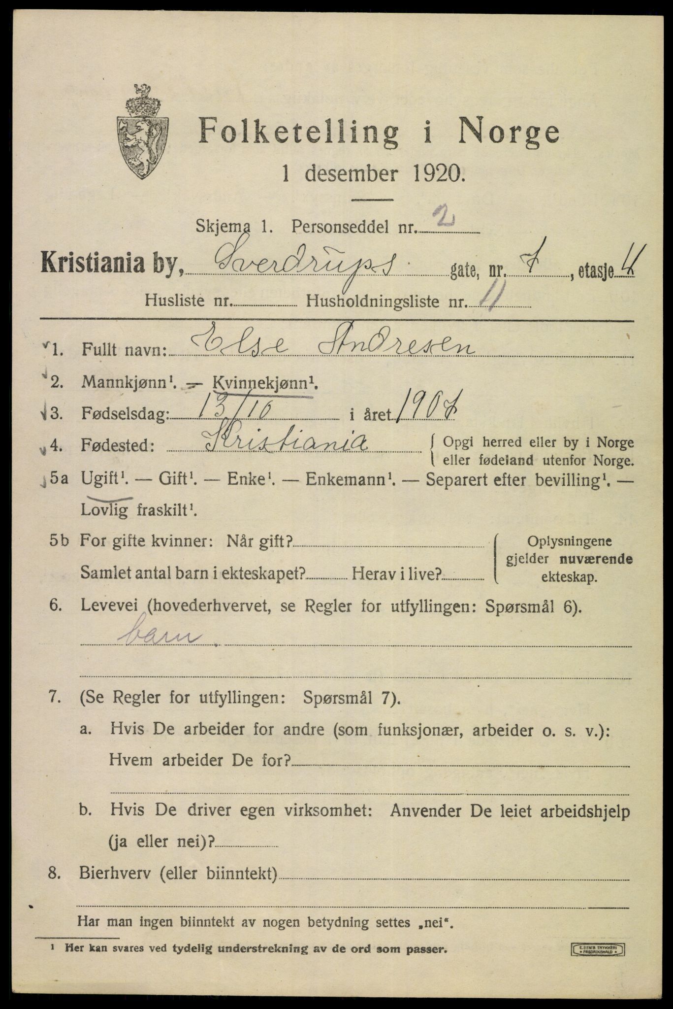 SAO, 1920 census for Kristiania, 1920, p. 556475