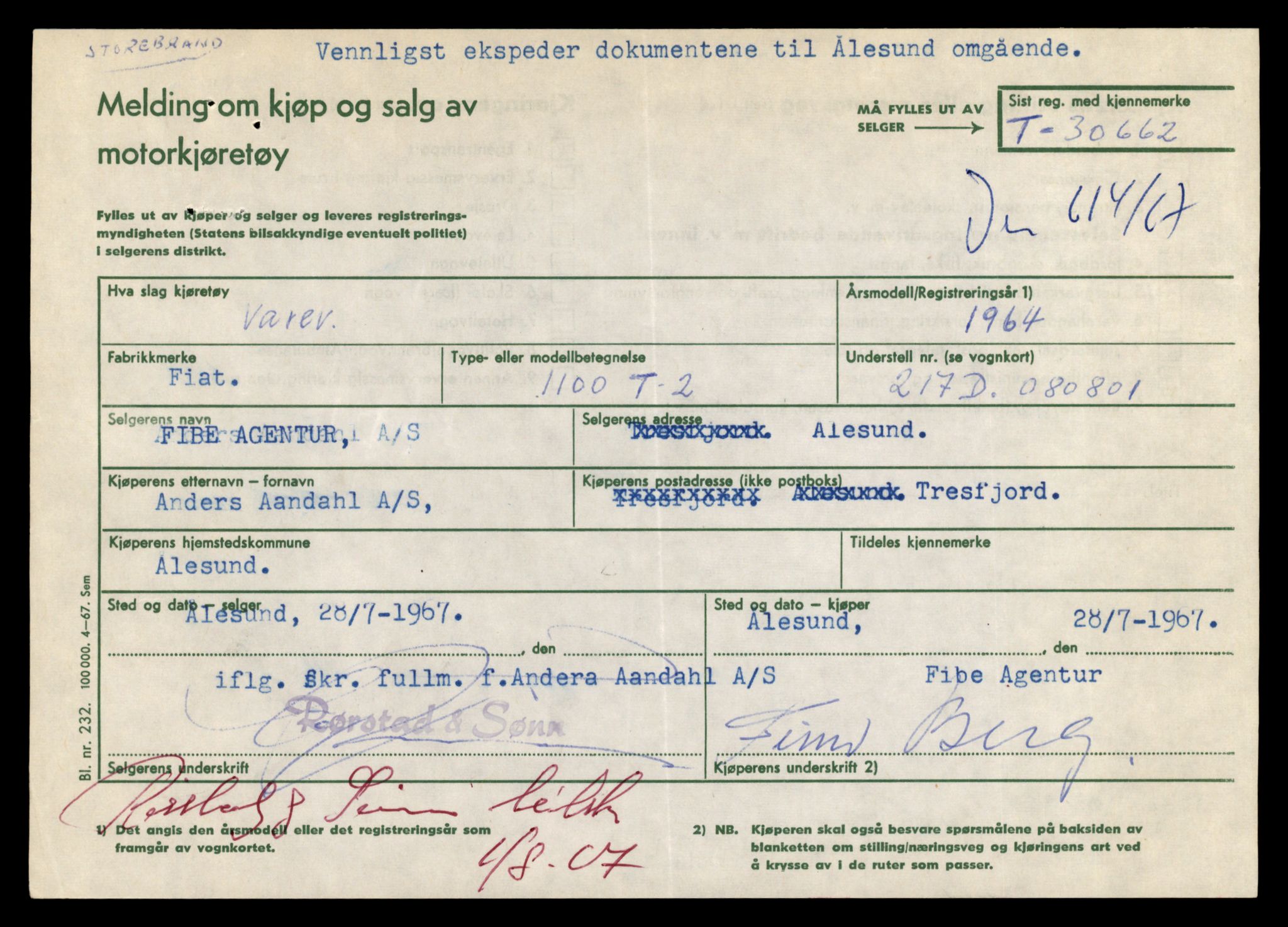 Møre og Romsdal vegkontor - Ålesund trafikkstasjon, AV/SAT-A-4099/F/Fe/L0035: Registreringskort for kjøretøy T 12653 - T 12829, 1927-1998, p. 1348