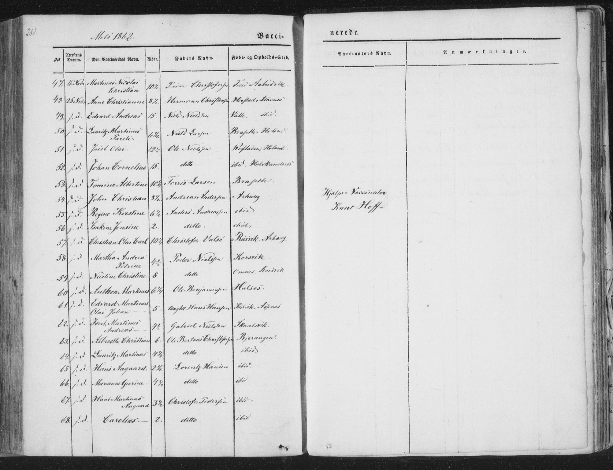 Ministerialprotokoller, klokkerbøker og fødselsregistre - Nordland, AV/SAT-A-1459/841/L0604: Parish register (official) no. 841A09 /2, 1845-1862, p. 288