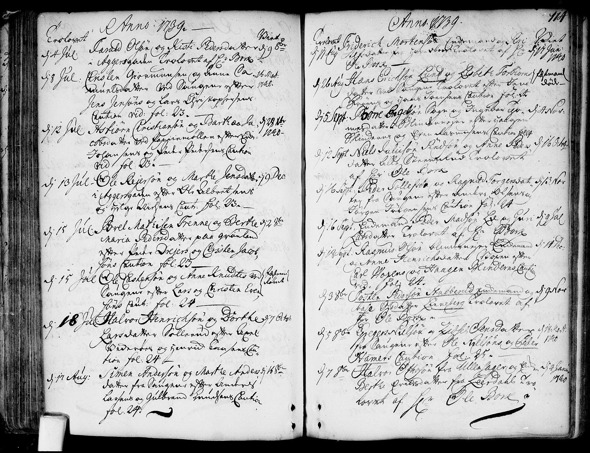 Aker prestekontor kirkebøker, SAO/A-10861/F/L0007: Parish register (official) no. 7, 1734-1748, p. 114