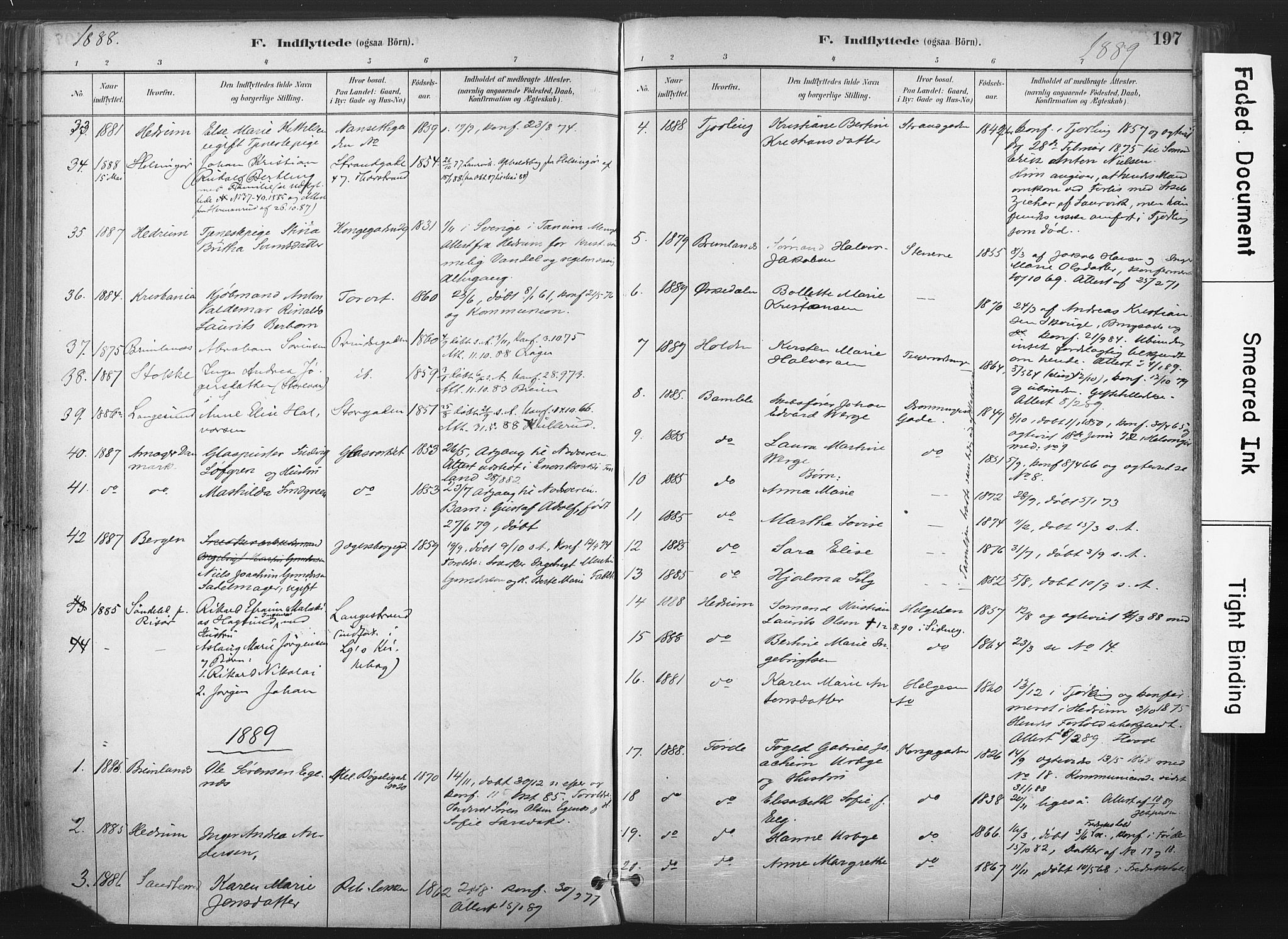 Larvik kirkebøker, AV/SAKO-A-352/F/Fa/L0010: Parish register (official) no. I 10, 1884-1910, p. 197