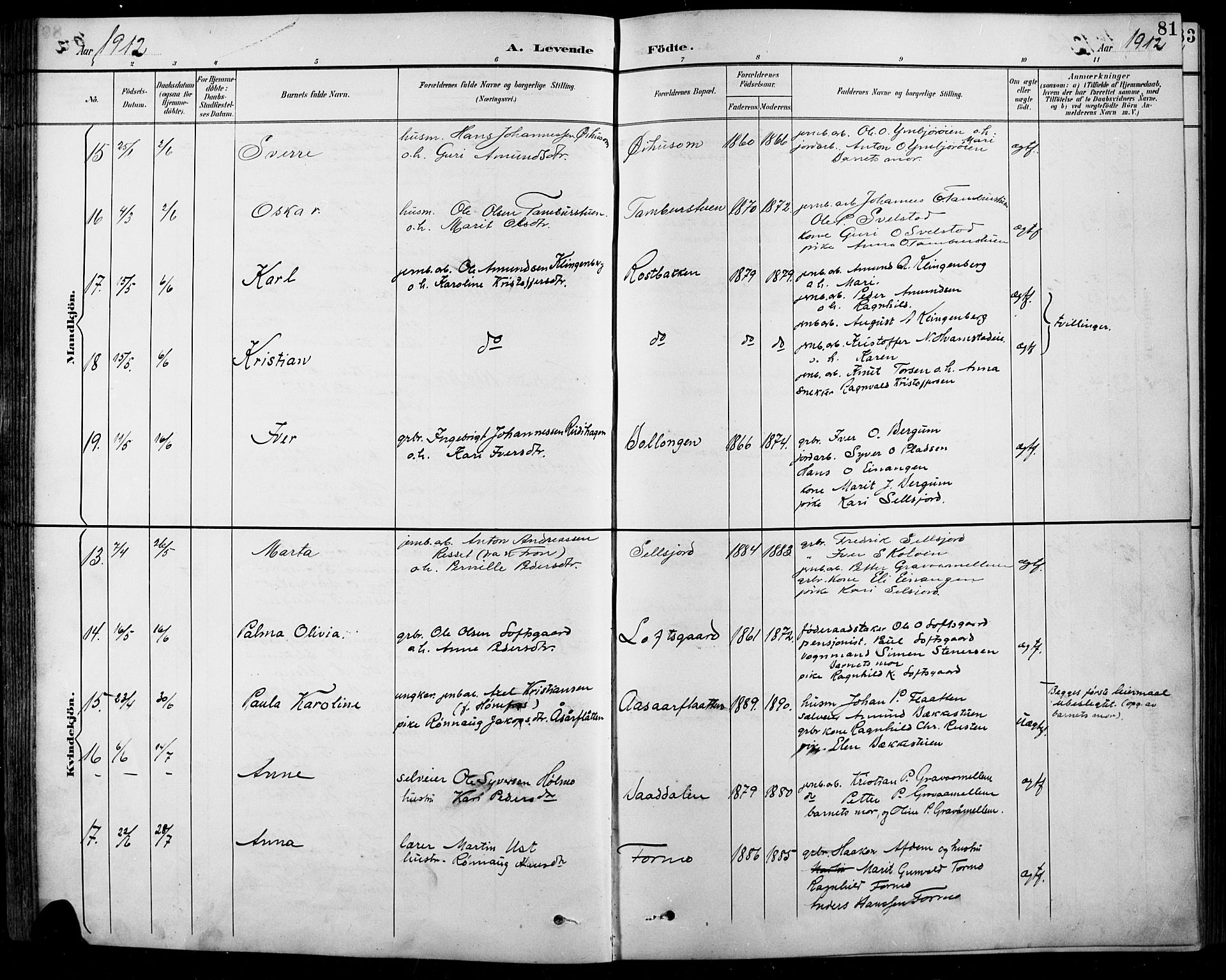 Sel prestekontor, AV/SAH-PREST-074/H/Ha/Hab/L0001: Parish register (copy) no. 1, 1894-1923, p. 81