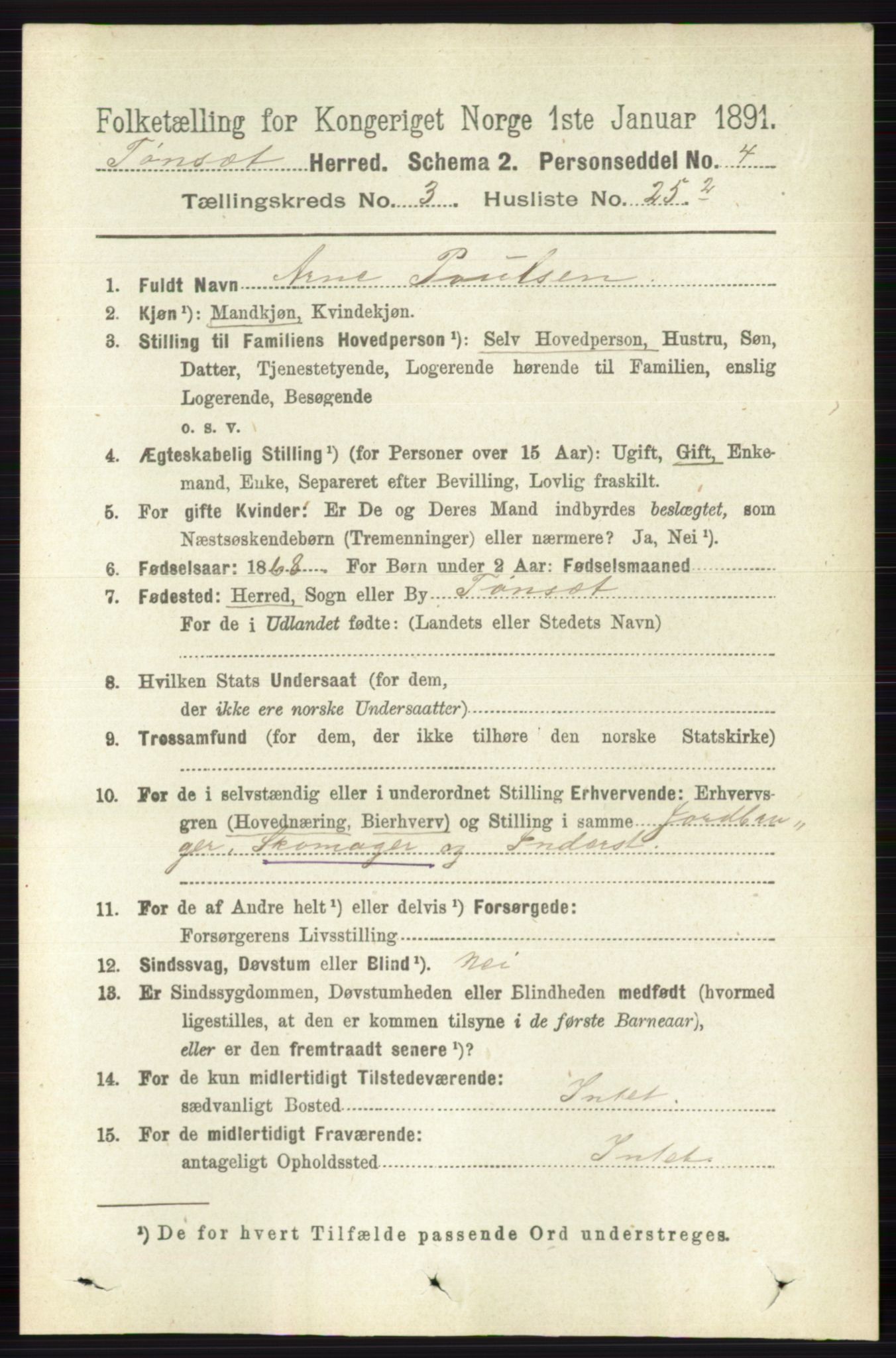 RA, 1891 census for 0437 Tynset, 1891, p. 686