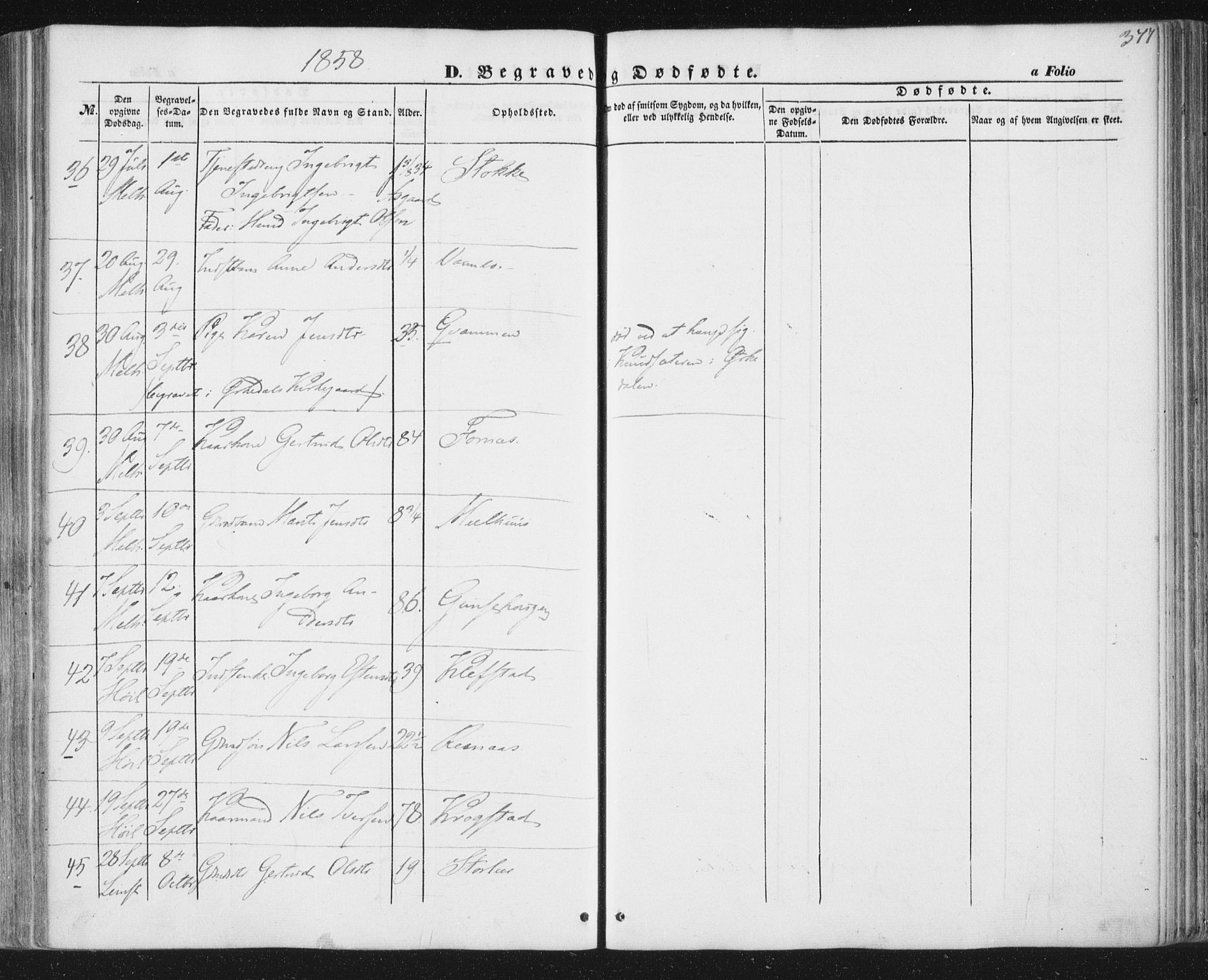 Ministerialprotokoller, klokkerbøker og fødselsregistre - Sør-Trøndelag, AV/SAT-A-1456/691/L1076: Parish register (official) no. 691A08, 1852-1861, p. 377