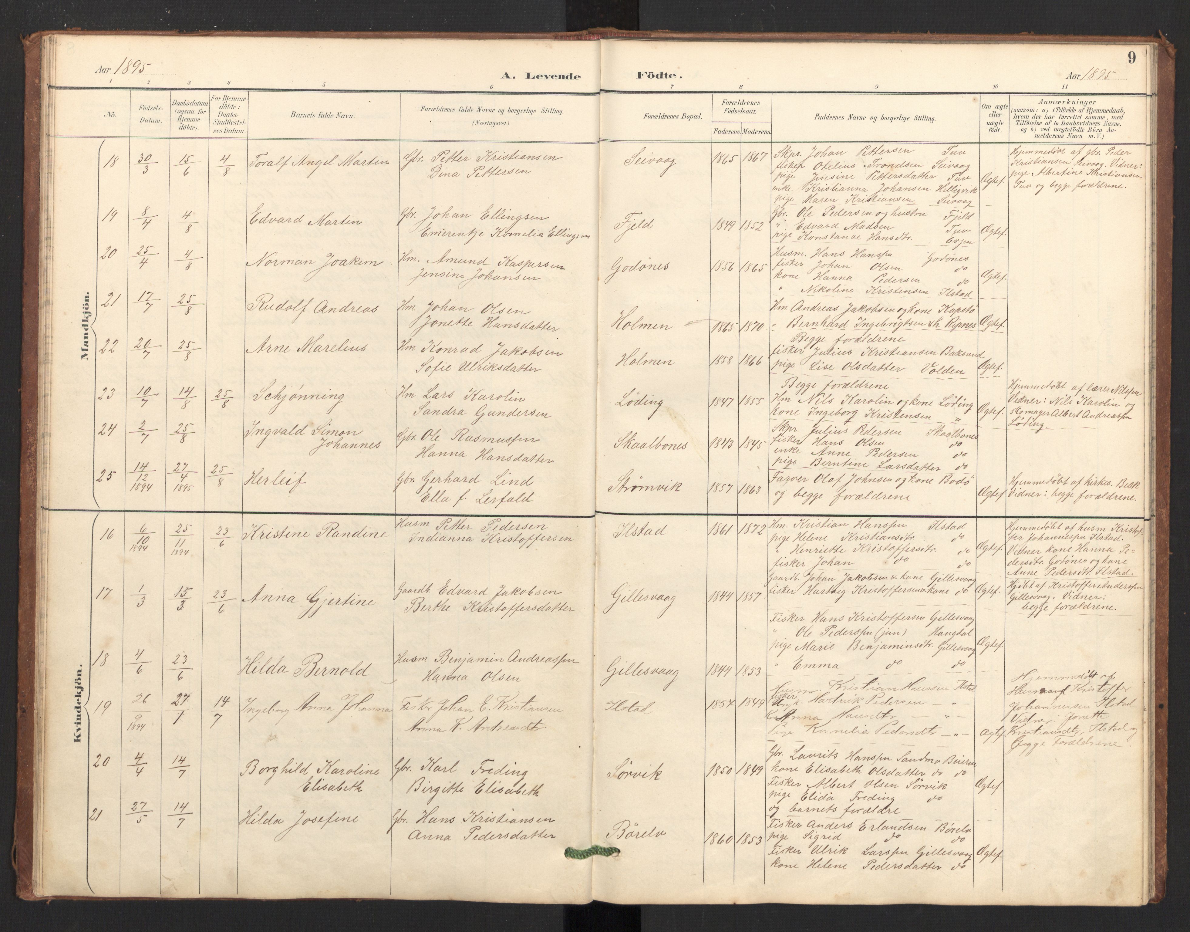 Ministerialprotokoller, klokkerbøker og fødselsregistre - Nordland, AV/SAT-A-1459/804/L0087: Parish register (official) no. 804A08, 1894-1907, p. 9