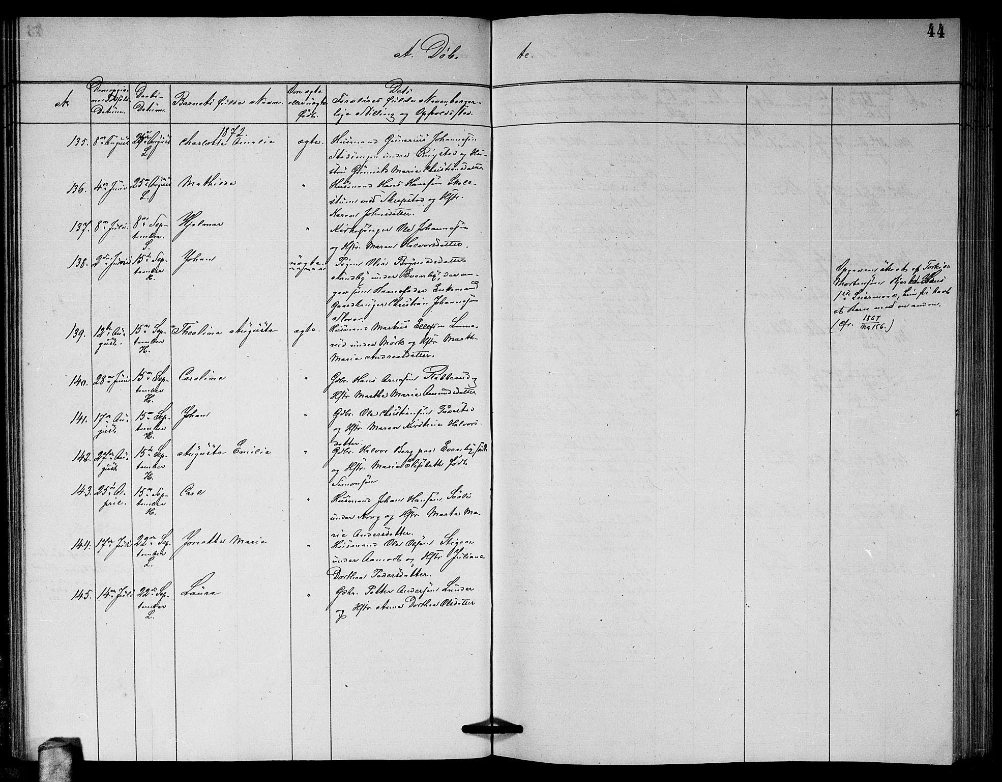 Høland prestekontor Kirkebøker, AV/SAO-A-10346a/G/Ga/L0006: Parish register (copy) no. I 6, 1869-1879, p. 44