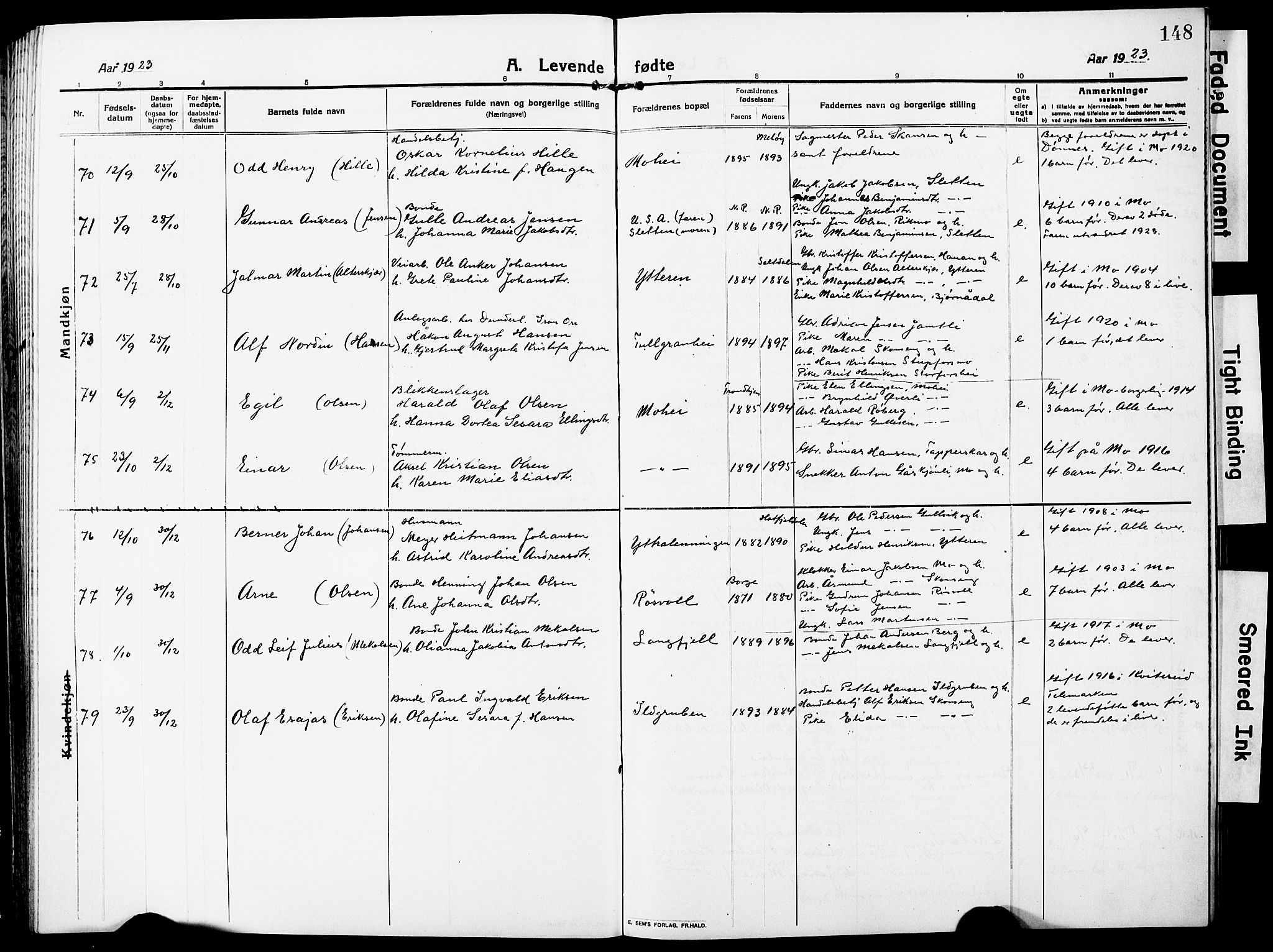 Ministerialprotokoller, klokkerbøker og fødselsregistre - Nordland, SAT/A-1459/827/L0423: Parish register (copy) no. 827C12, 1912-1930, p. 148