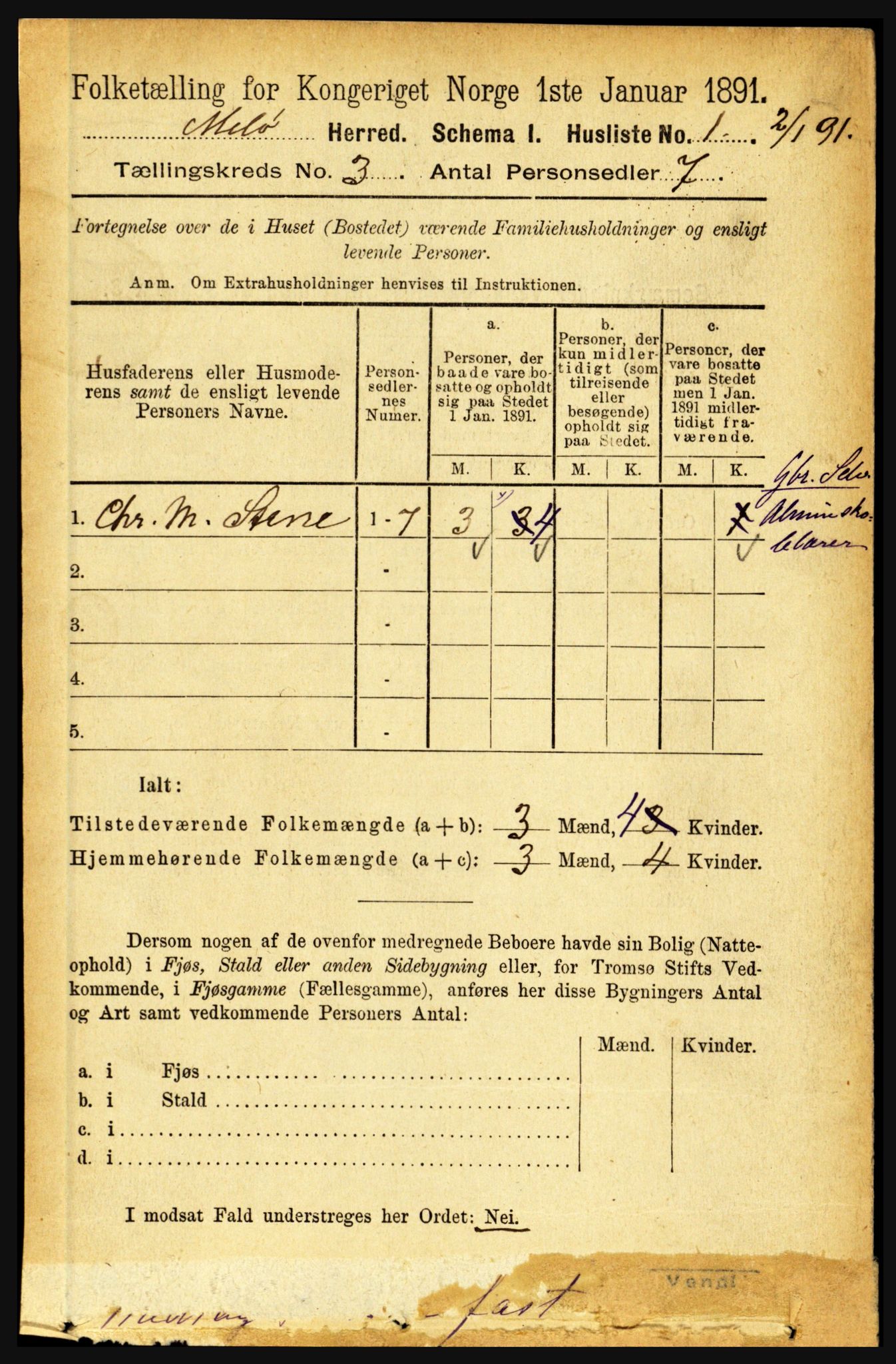 RA, 1891 census for 1837 Meløy, 1891, p. 846