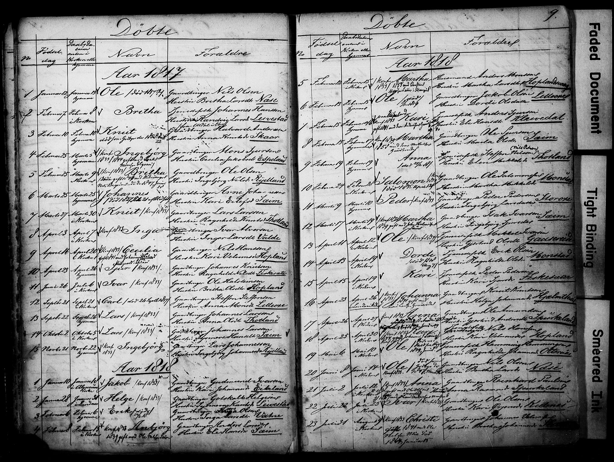 Alversund Sokneprestembete, SAB/A-73901/H/Ha/Hab: Parish register (copy) no. D 1, 1800-1870, p. 9
