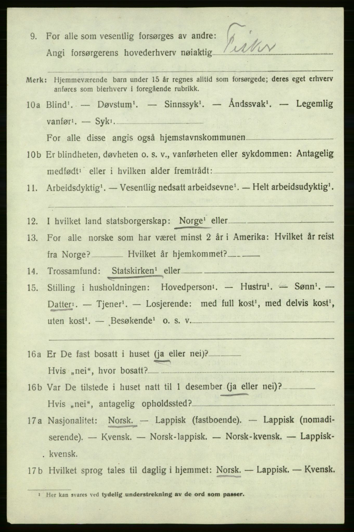 SATØ, 1920 census for Kjelvik, 1920, p. 1380