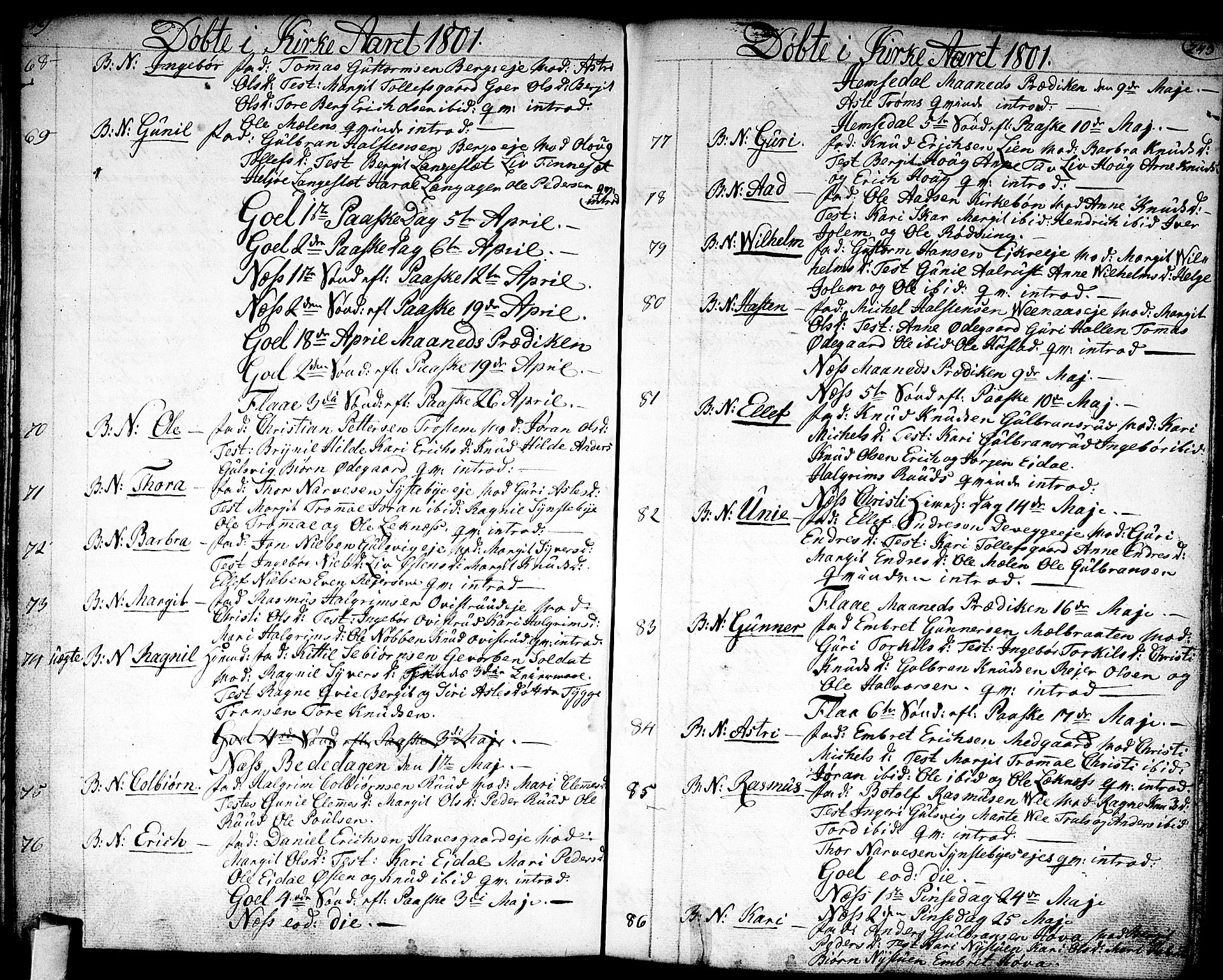 Nes kirkebøker, AV/SAKO-A-236/F/Fa/L0005: Parish register (official) no. 5, 1787-1807, p. 242-243