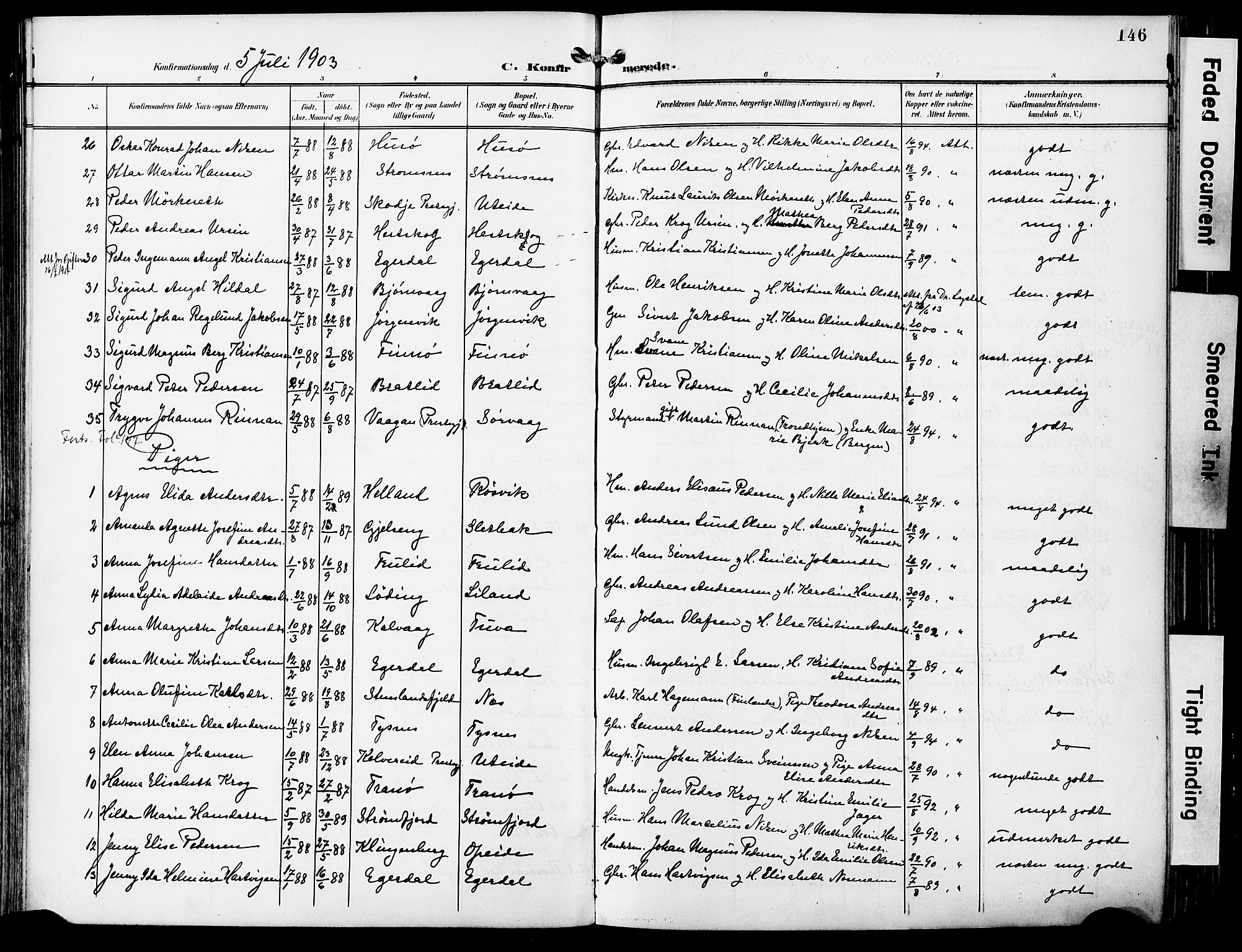 Ministerialprotokoller, klokkerbøker og fødselsregistre - Nordland, SAT/A-1459/859/L0848: Parish register (official) no. 859A08, 1900-1912, p. 146