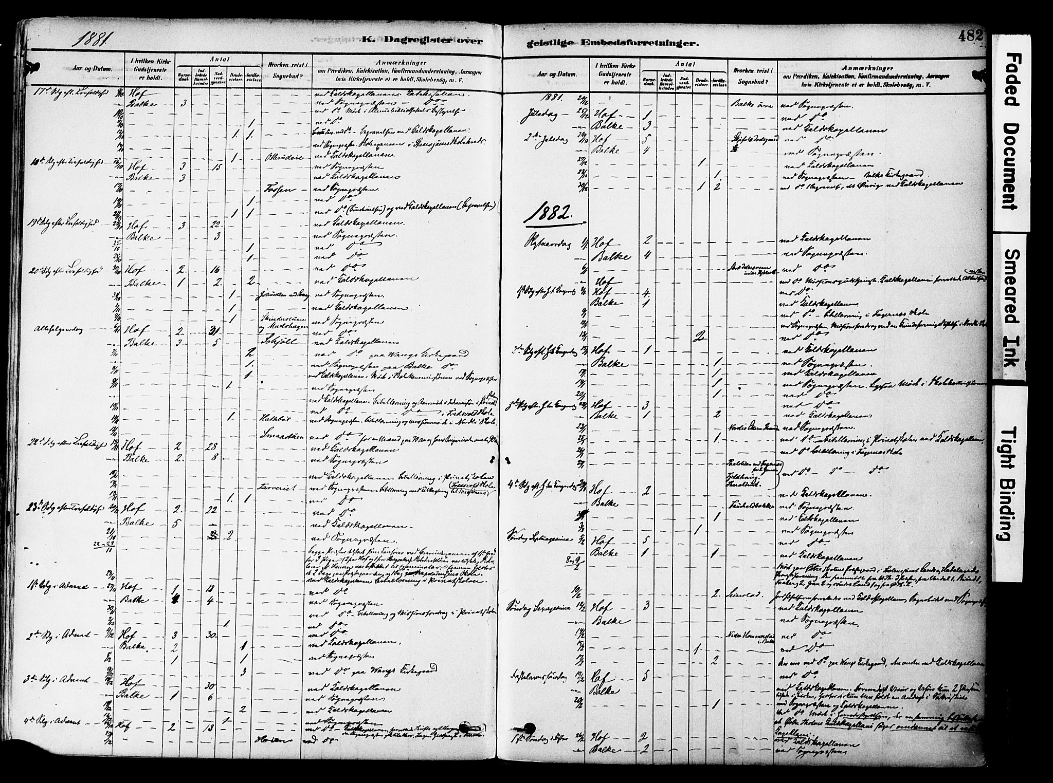 Østre Toten prestekontor, SAH/PREST-104/H/Ha/Haa/L0006: Parish register (official) no. 6 /1, 1878-1896, p. 482