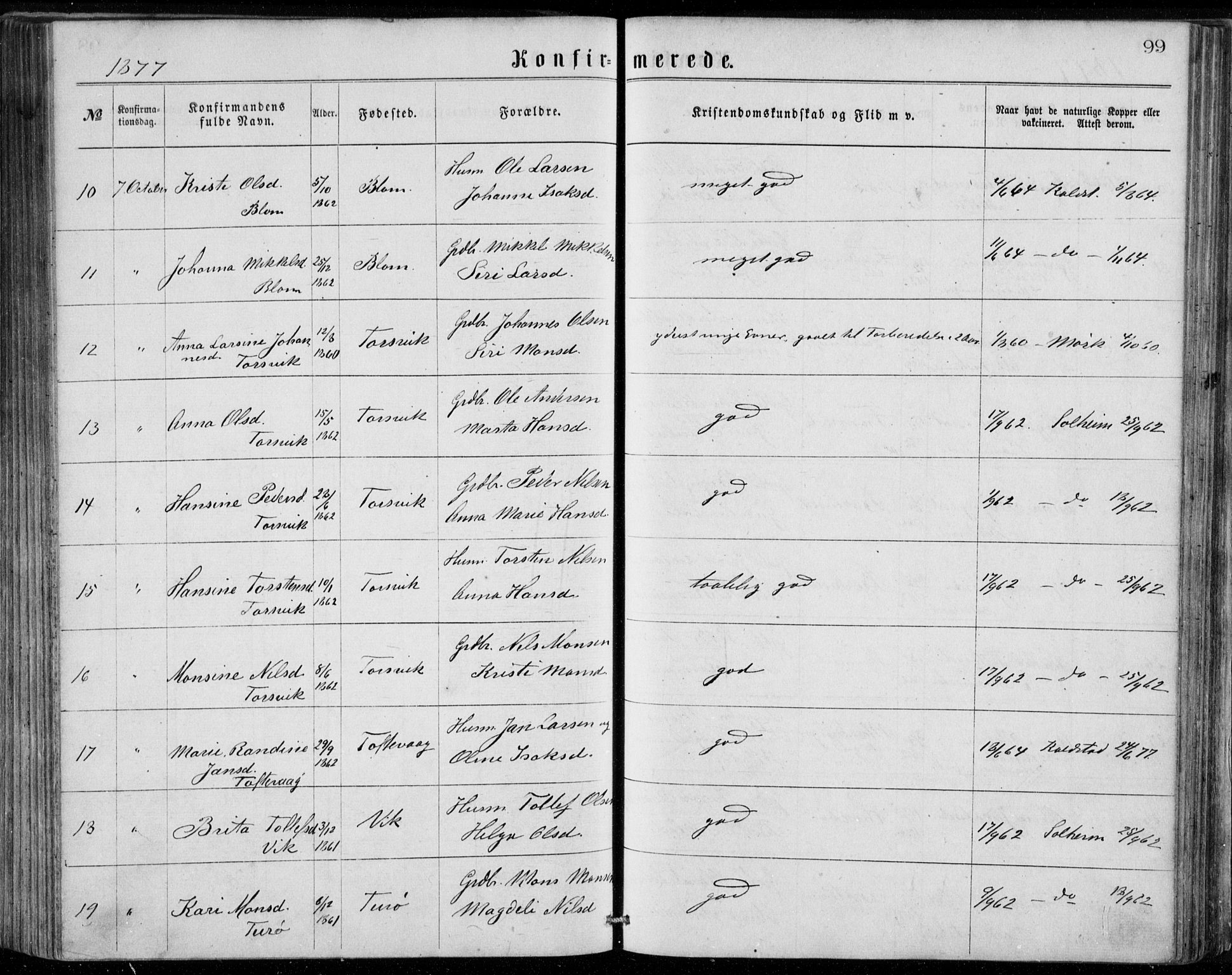 Herdla Sokneprestembete, AV/SAB-A-75701/H/Haa: Parish register (official) no. A 2, 1869-1877, p. 99