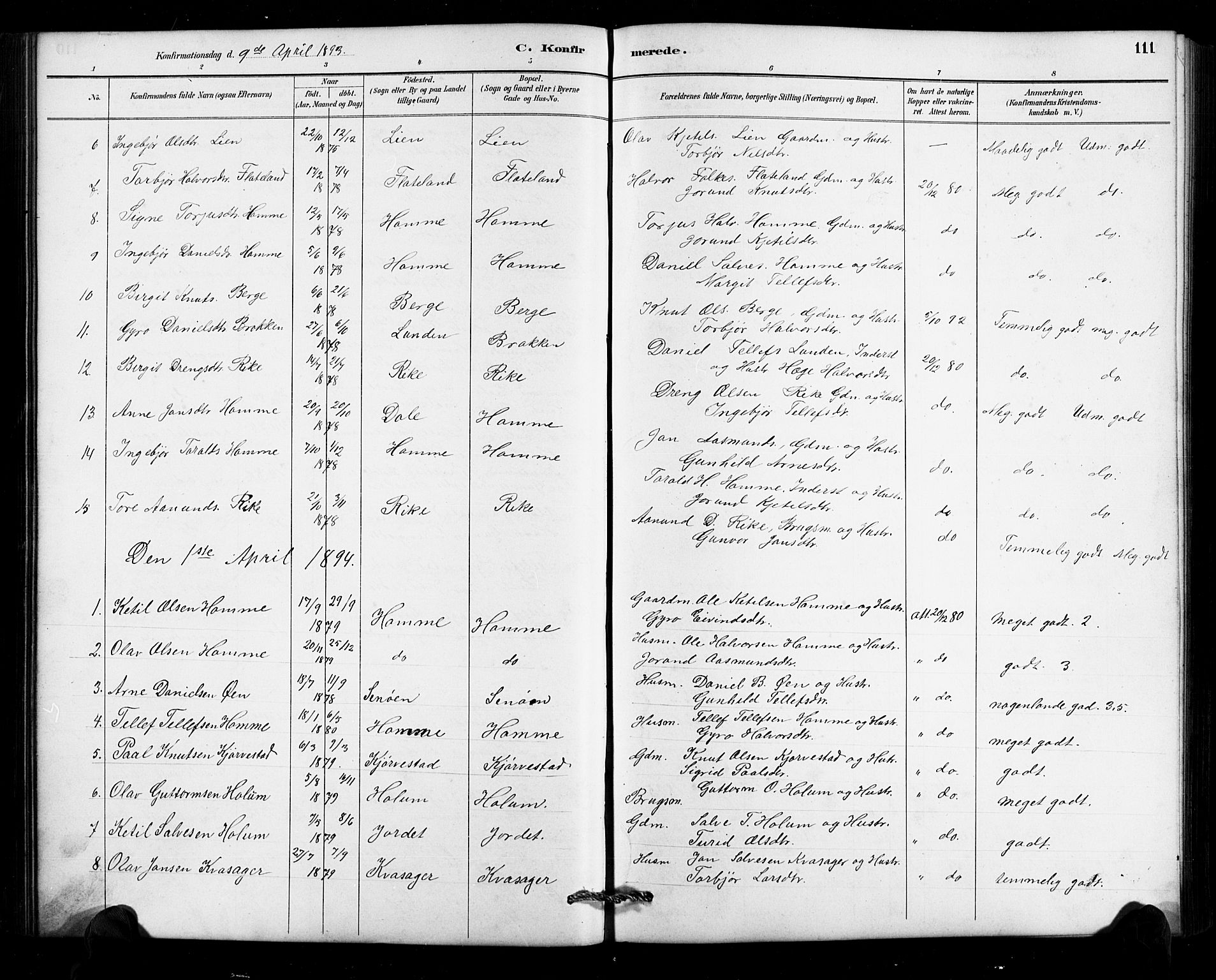 Valle sokneprestkontor, SAK/1111-0044/F/Fb/Fbc/L0004: Parish register (copy) no. B 4, 1890-1928, p. 111