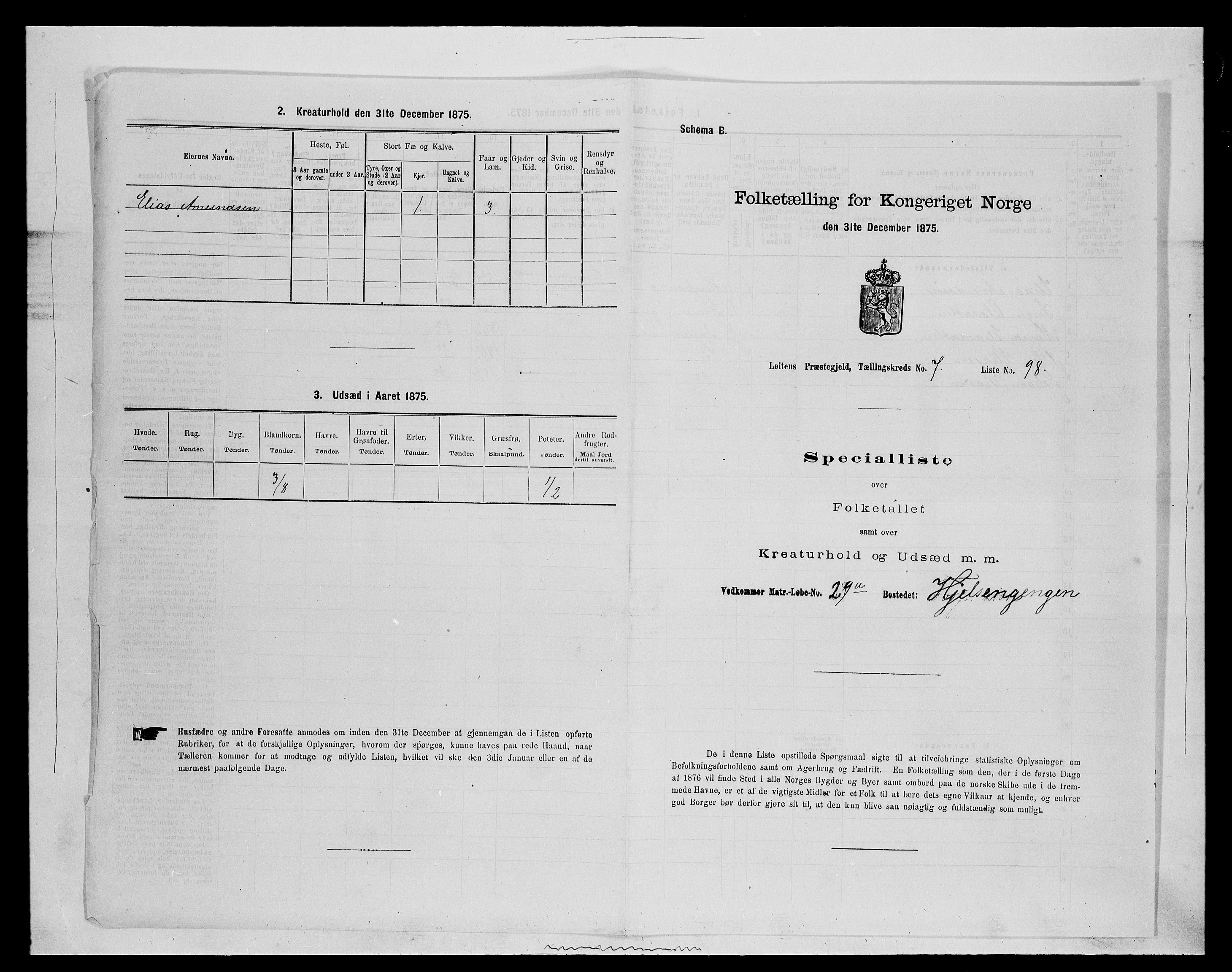 SAH, 1875 census for 0415P Løten, 1875, p. 1668