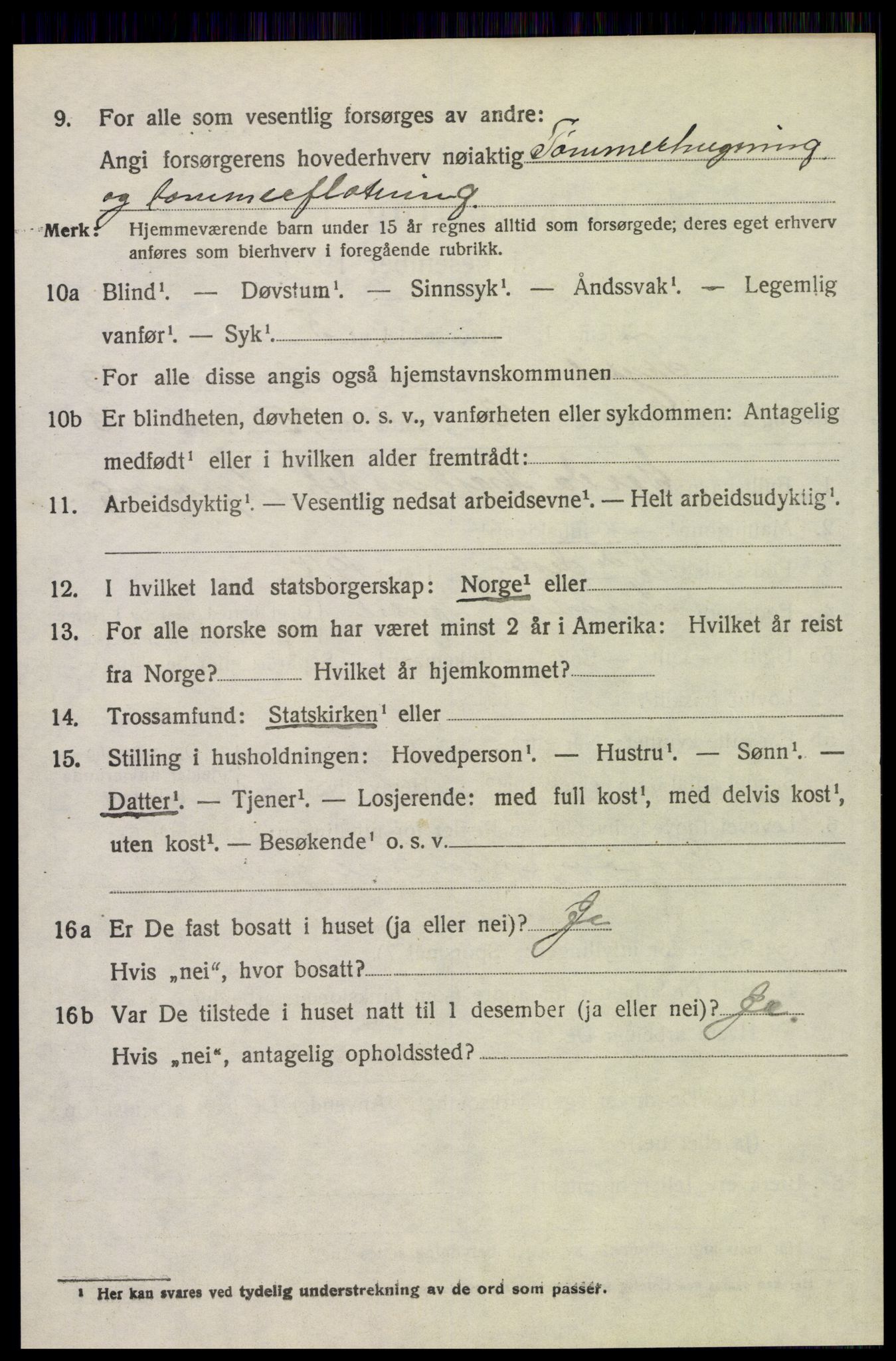 SAH, 1920 census for Trysil, 1920, p. 14990